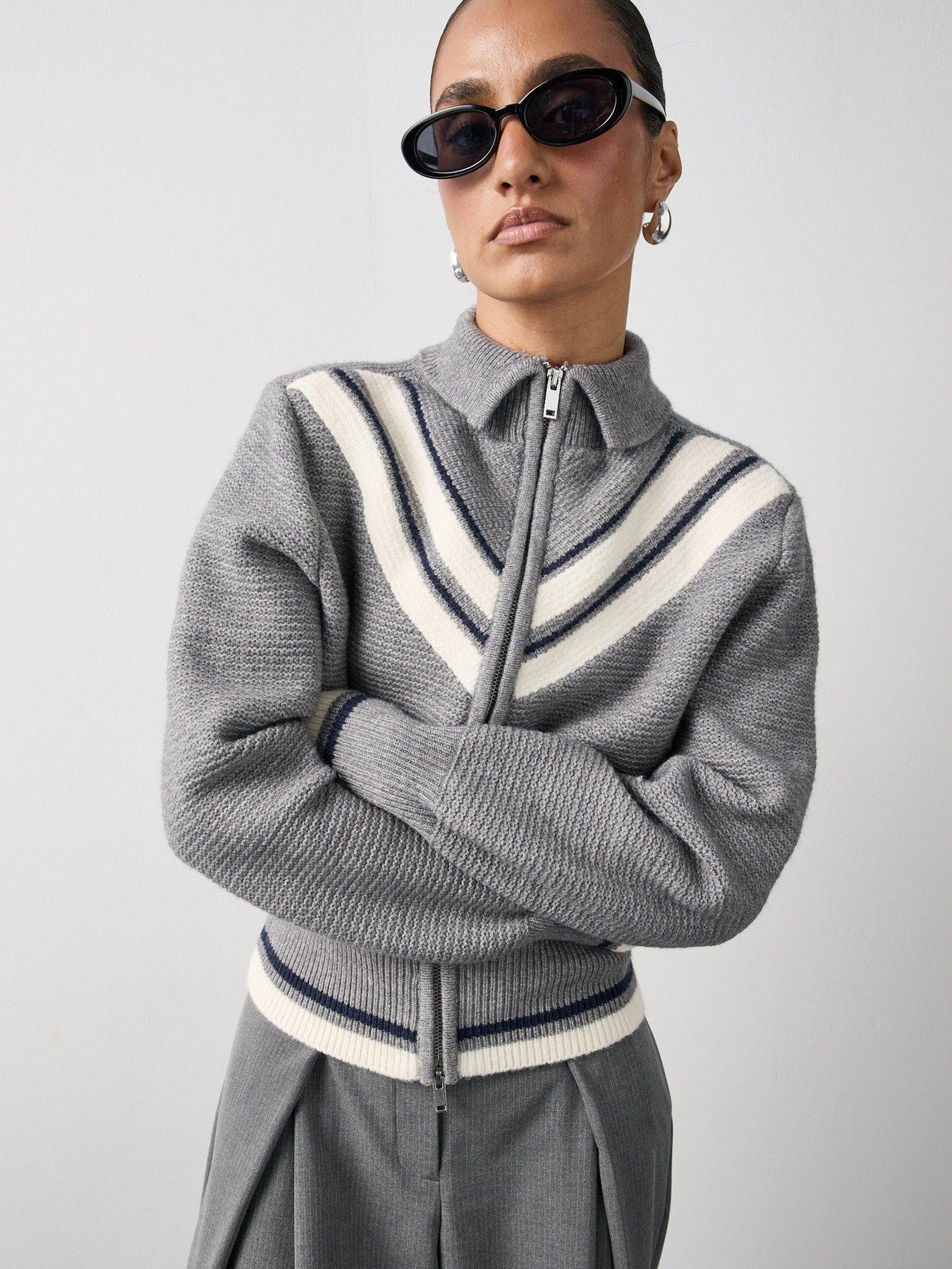 Image 6 of 7 of Michelle Keegan Knitted Zip Through Jacket - Multi