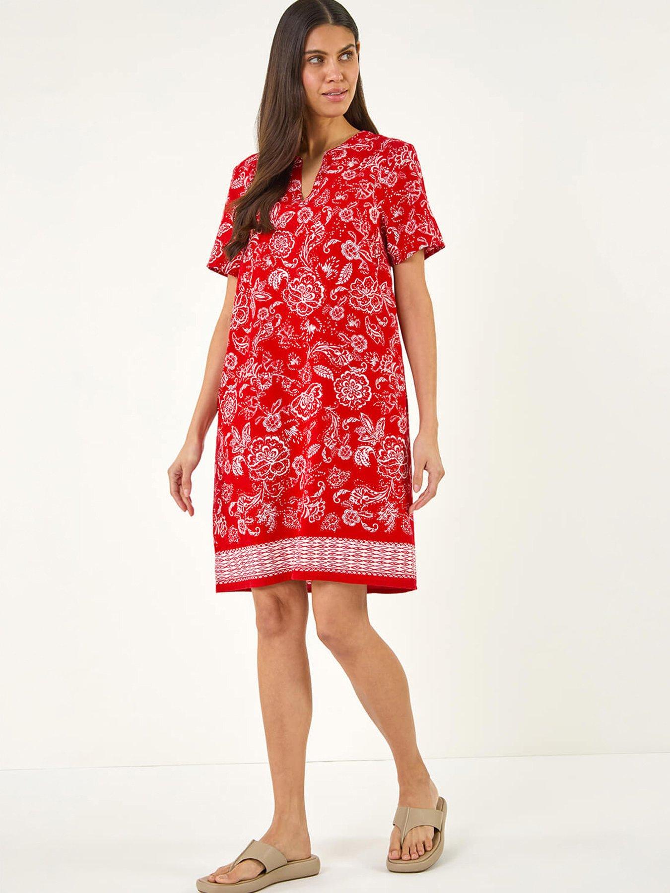 Image 1 of 5 of Roman Paisley Print Linen Shift Dress