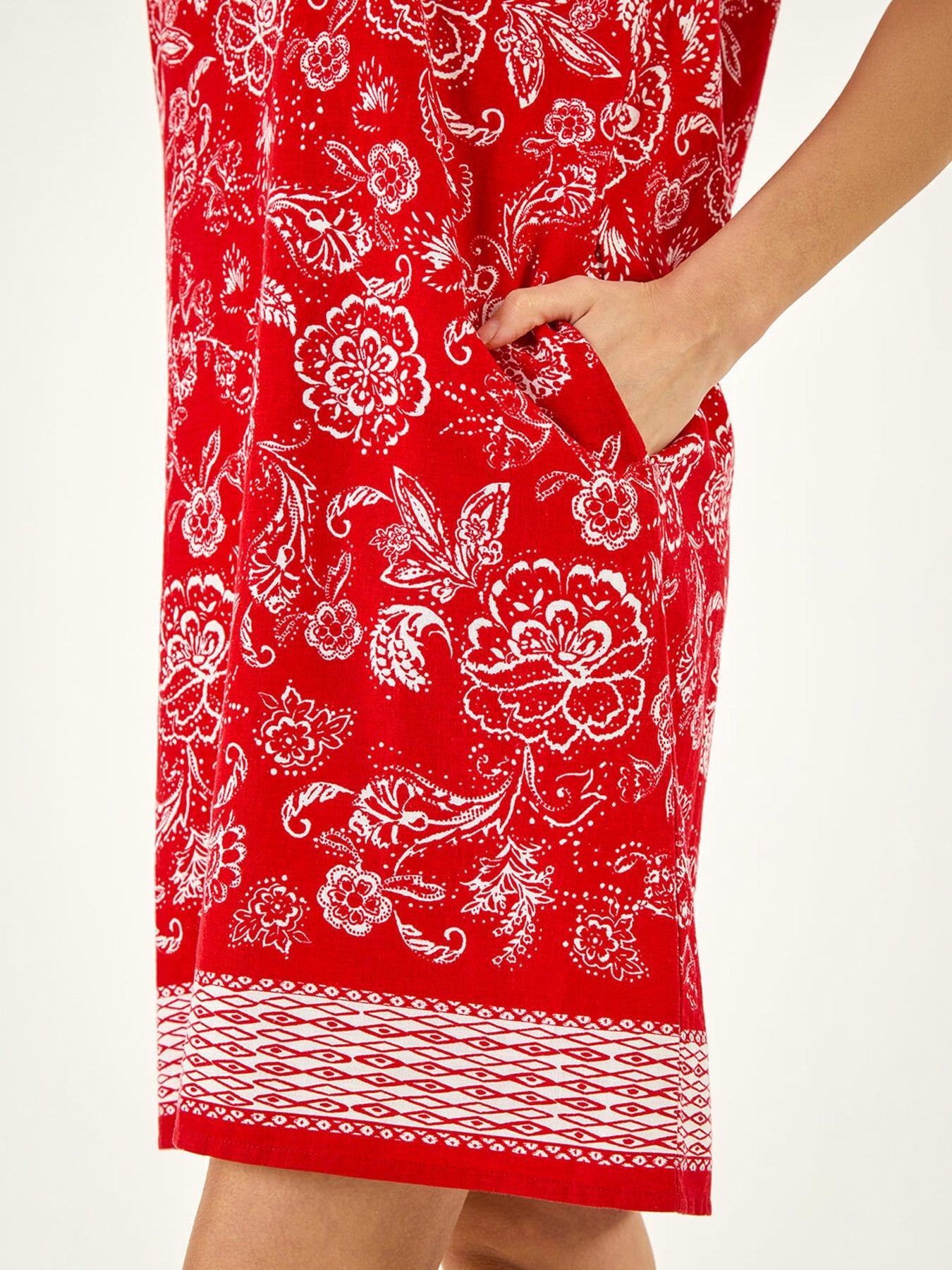 Image 2 of 5 of Roman Paisley Print Linen Shift Dress