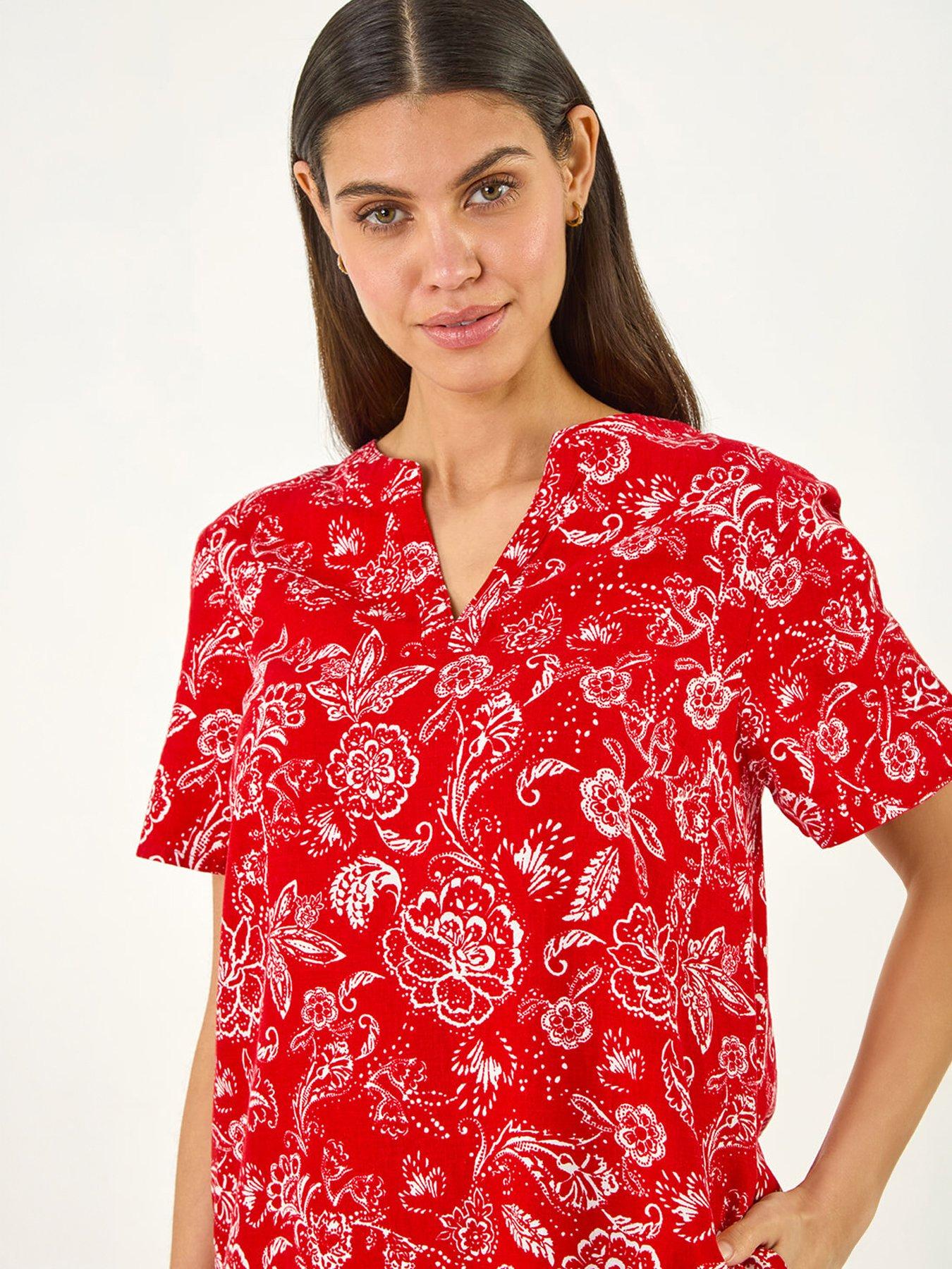 Image 3 of 5 of Roman Paisley Print Linen Shift Dress