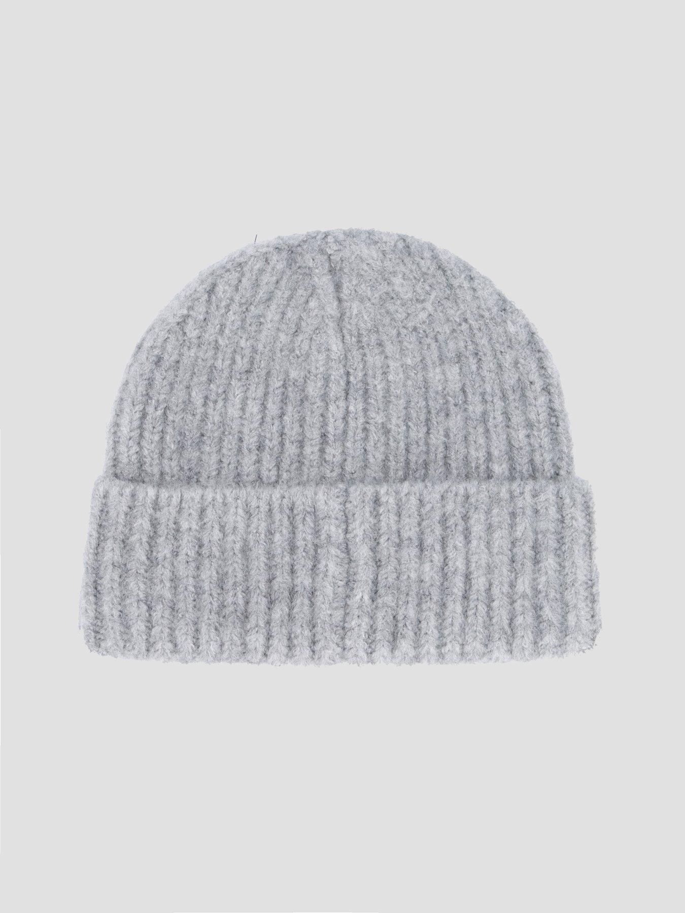 Image 2 of 5 of The Very Collection Unisex Ribbed Turn-Up Smiley Badge Beanie Hat - Grey