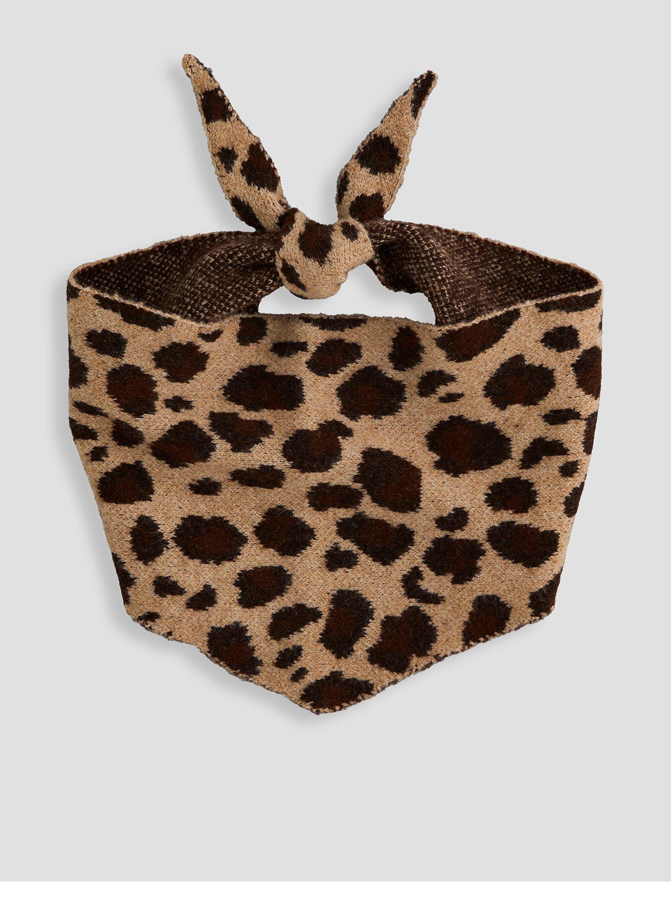 The Very Collection Leopard Jacquard Knit Triangle Scarf - Brown