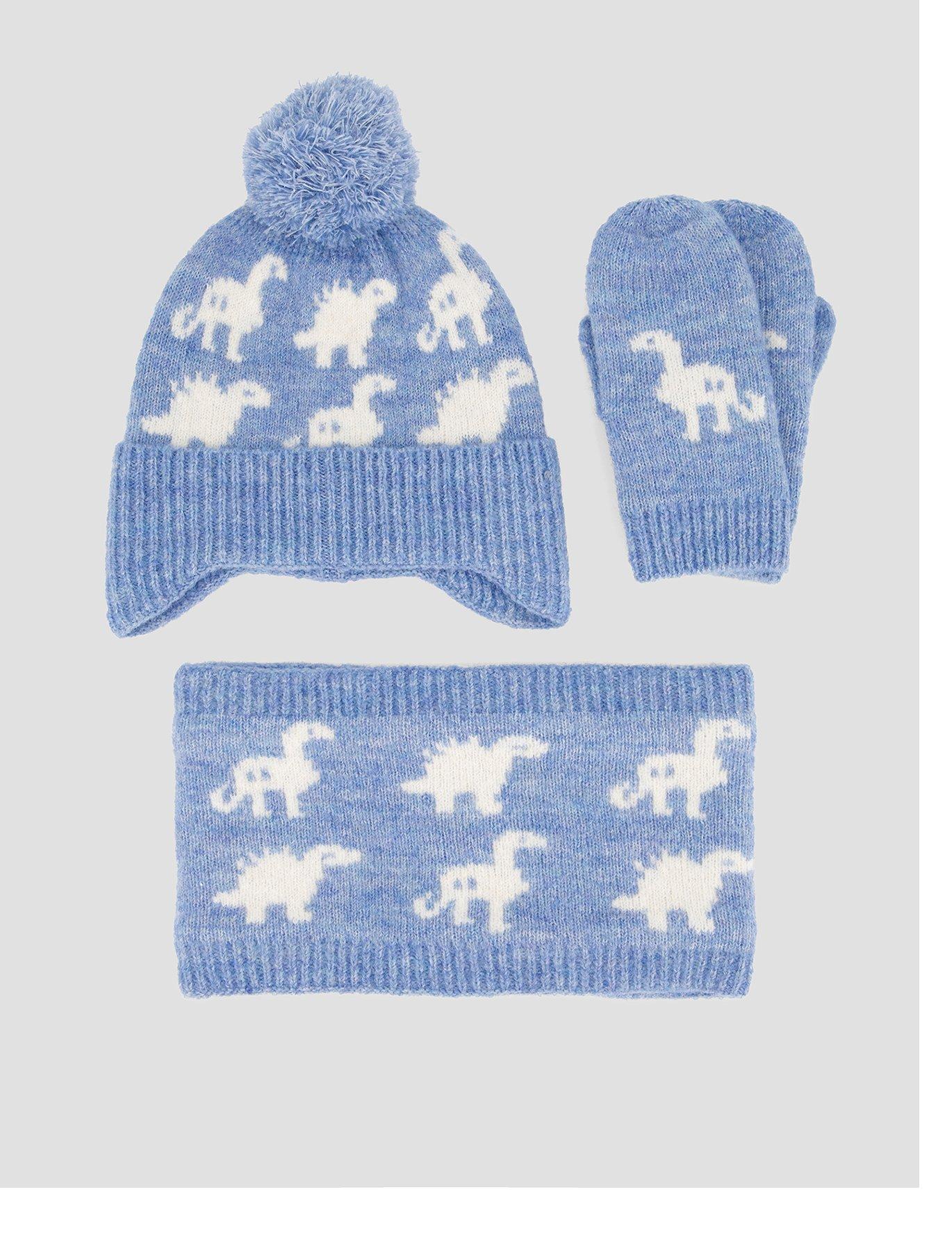 The Very Collection Toddler Dinosaur Hat, Snood And Mitten Set