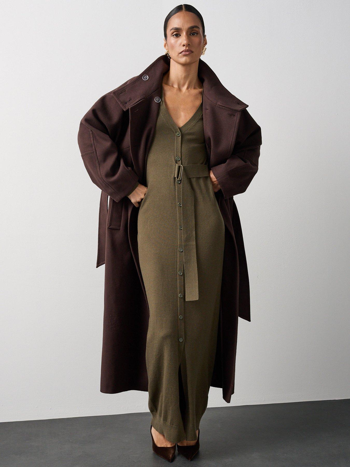 Image 5 of 7 of Michelle Keegan Long Sleeve Belt Detail Midaxi Dress - Olive