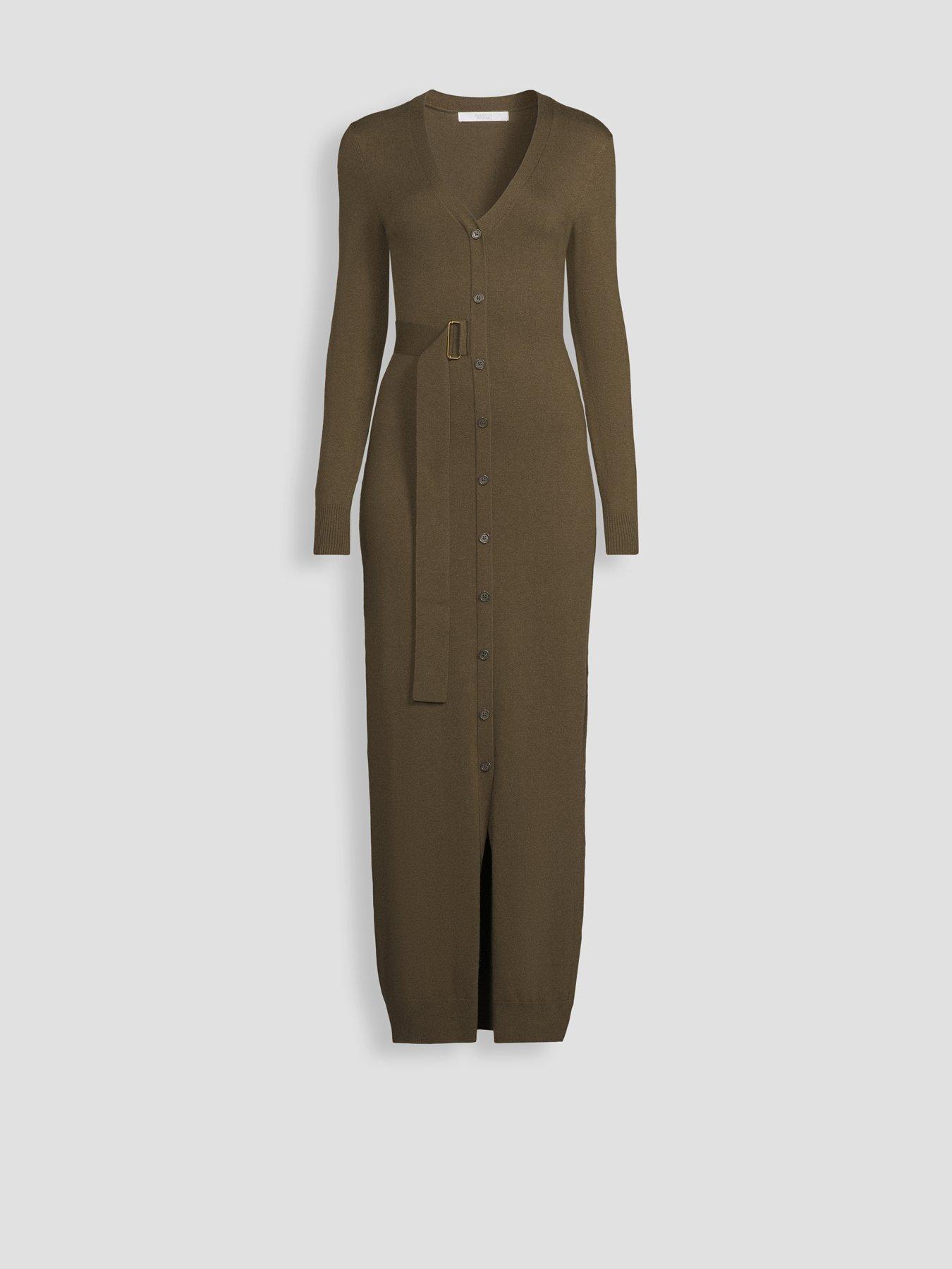 Image 7 of 7 of Michelle Keegan Long Sleeve Belt Detail Midaxi Dress - Olive