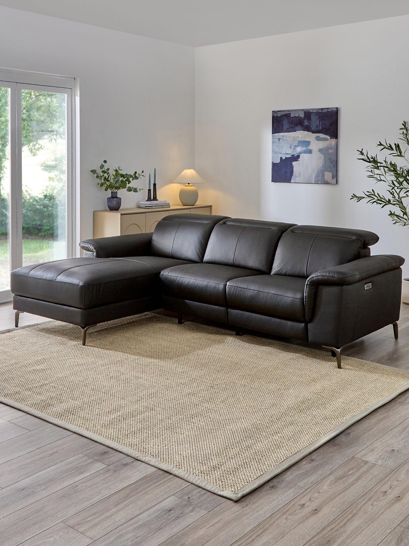 Image 1 of 8 of The Very Collection Lorenza Leather/Faux Leather Power Recliner Left Hand 3 Seater Chaise - FSC&reg; Certified