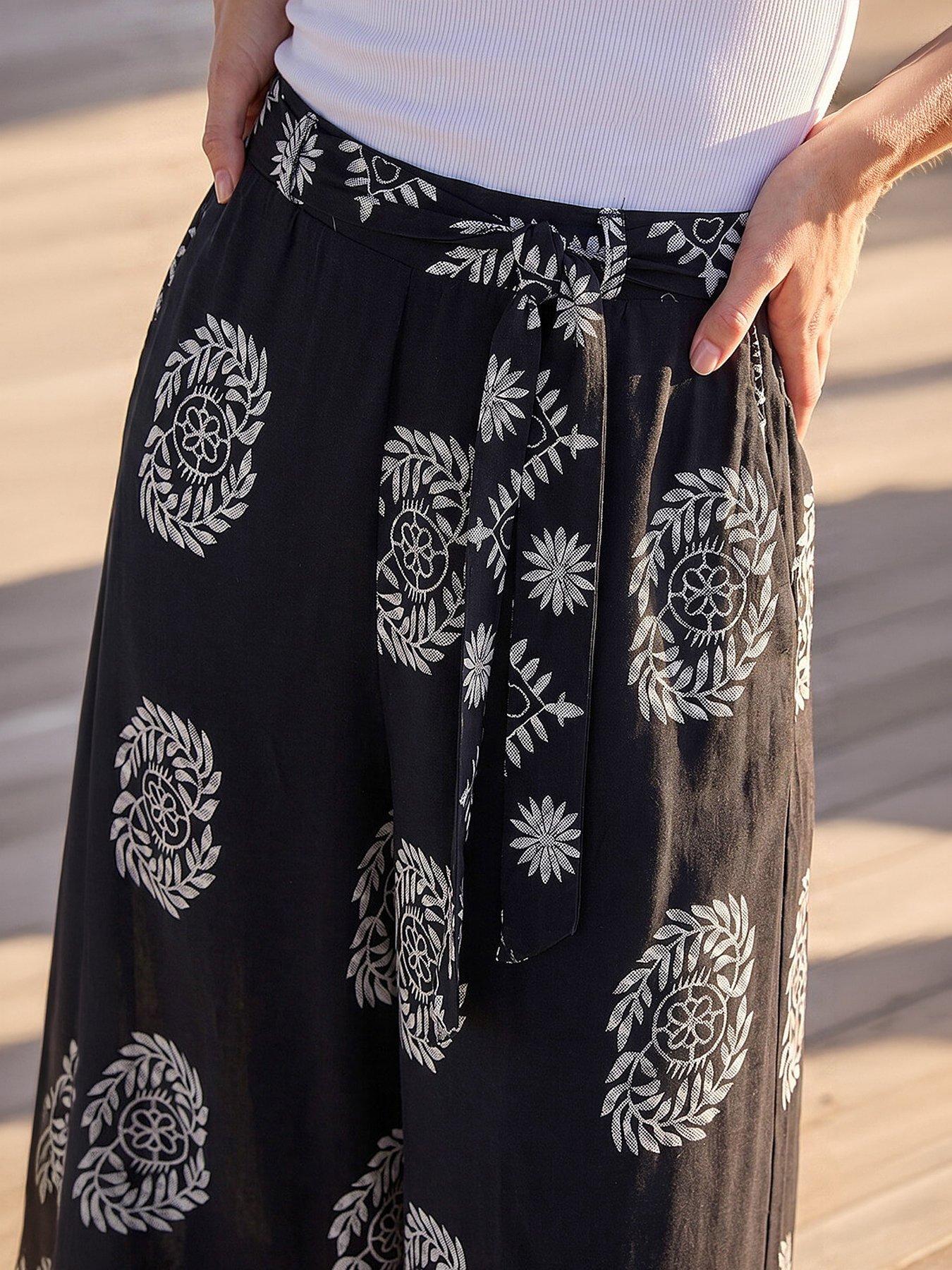 Image 2 of 4 of Roman Mono Border Print Belted Trouser