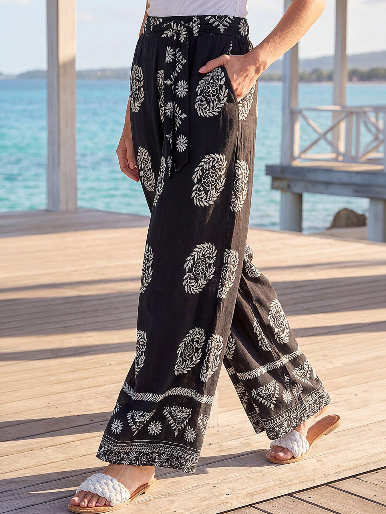 Image 4 of 4 of Roman Mono Border Print Belted Trouser