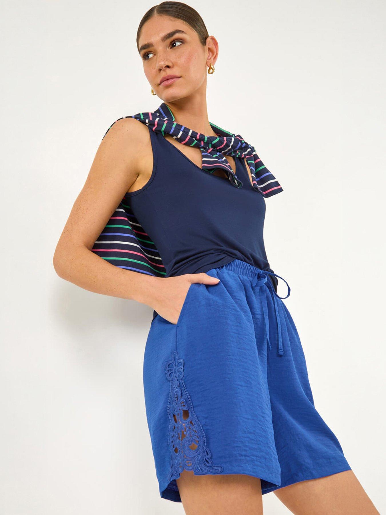 Roman Air Flow Lace Trim Shorts - Royal Blue