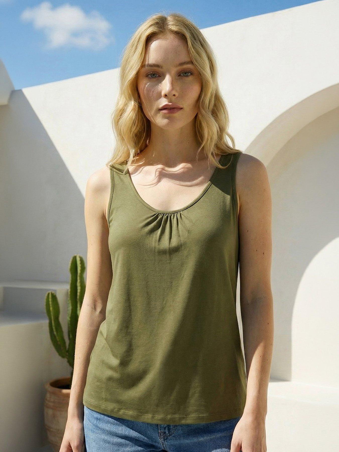 Roman Plain V-neck Stretch Jersey Vest Top