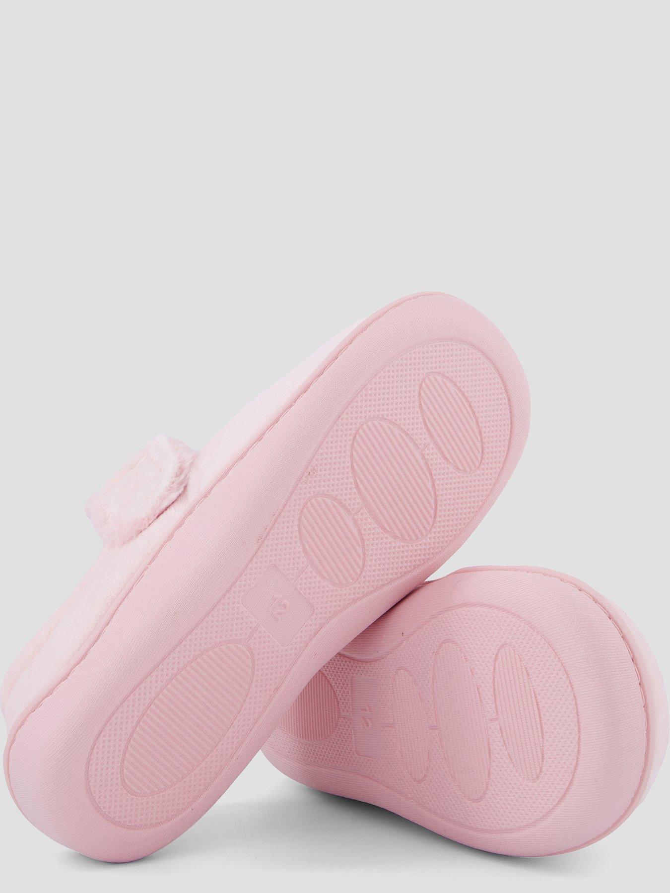 Image 4 of 7 of The Very Collection Girls Embroidered Touch-and-Close Cosy Slippers - Pink