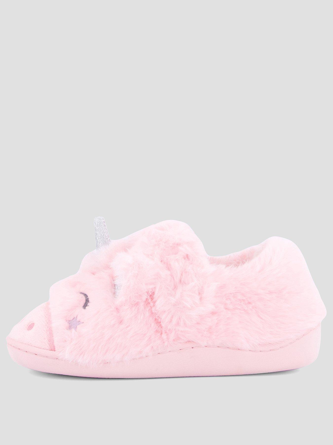 Image 2 of 7 of The Very Collection Girls 3D Unicorn Touch-Fasten Cosy Slippers - Pink