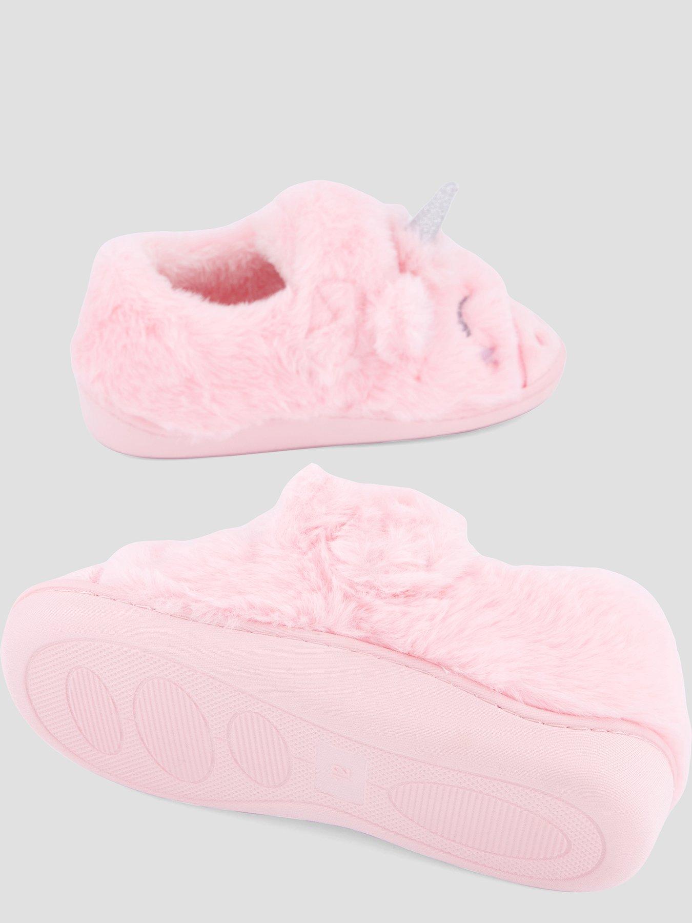 Image 4 of 7 of The Very Collection Girls 3D Unicorn Touch-Fasten Cosy Slippers - Pink