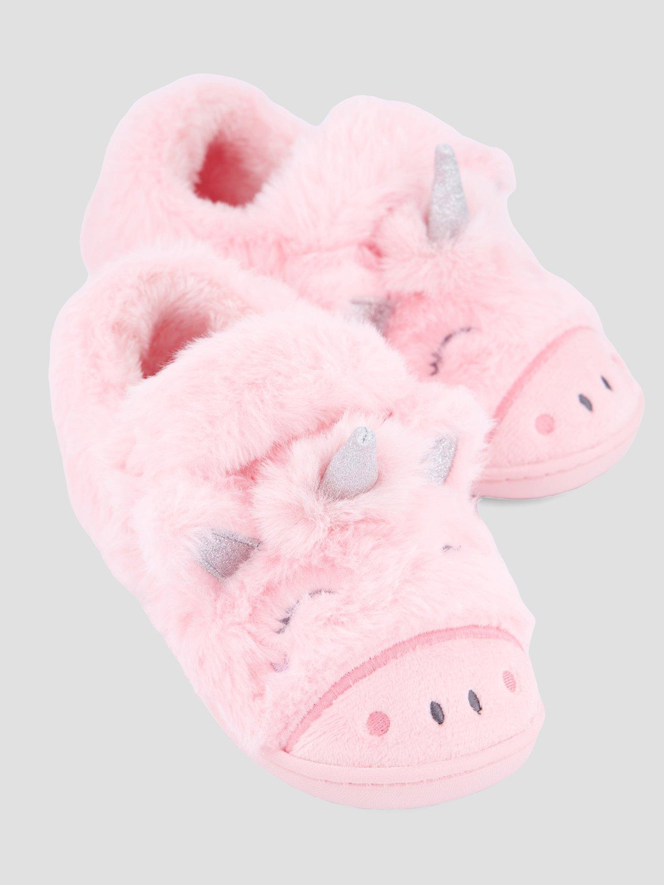 Image 5 of 7 of The Very Collection Girls 3D Unicorn Touch-Fasten Cosy Slippers - Pink