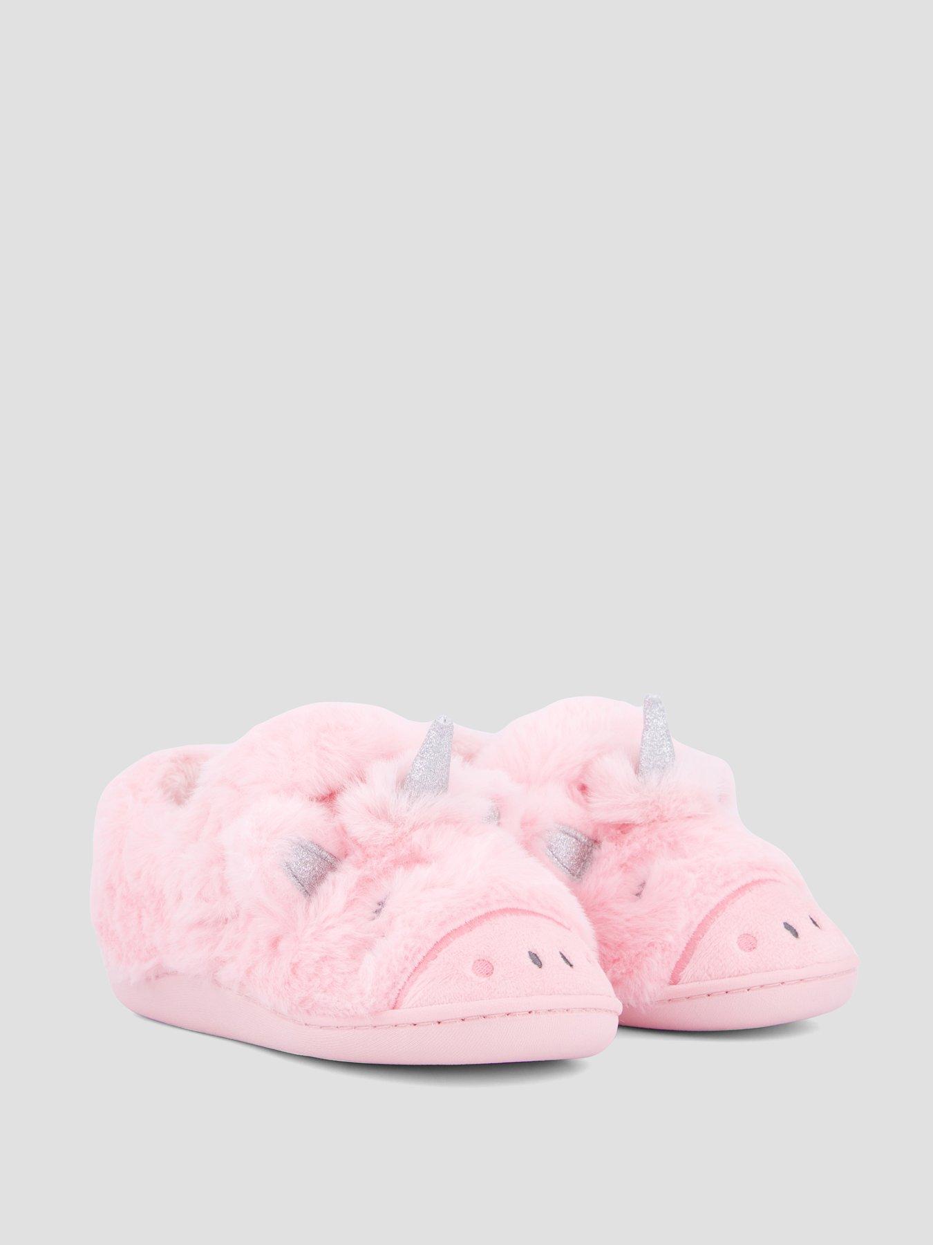Image 6 of 7 of The Very Collection Girls 3D Unicorn Touch-Fasten Cosy Slippers - Pink