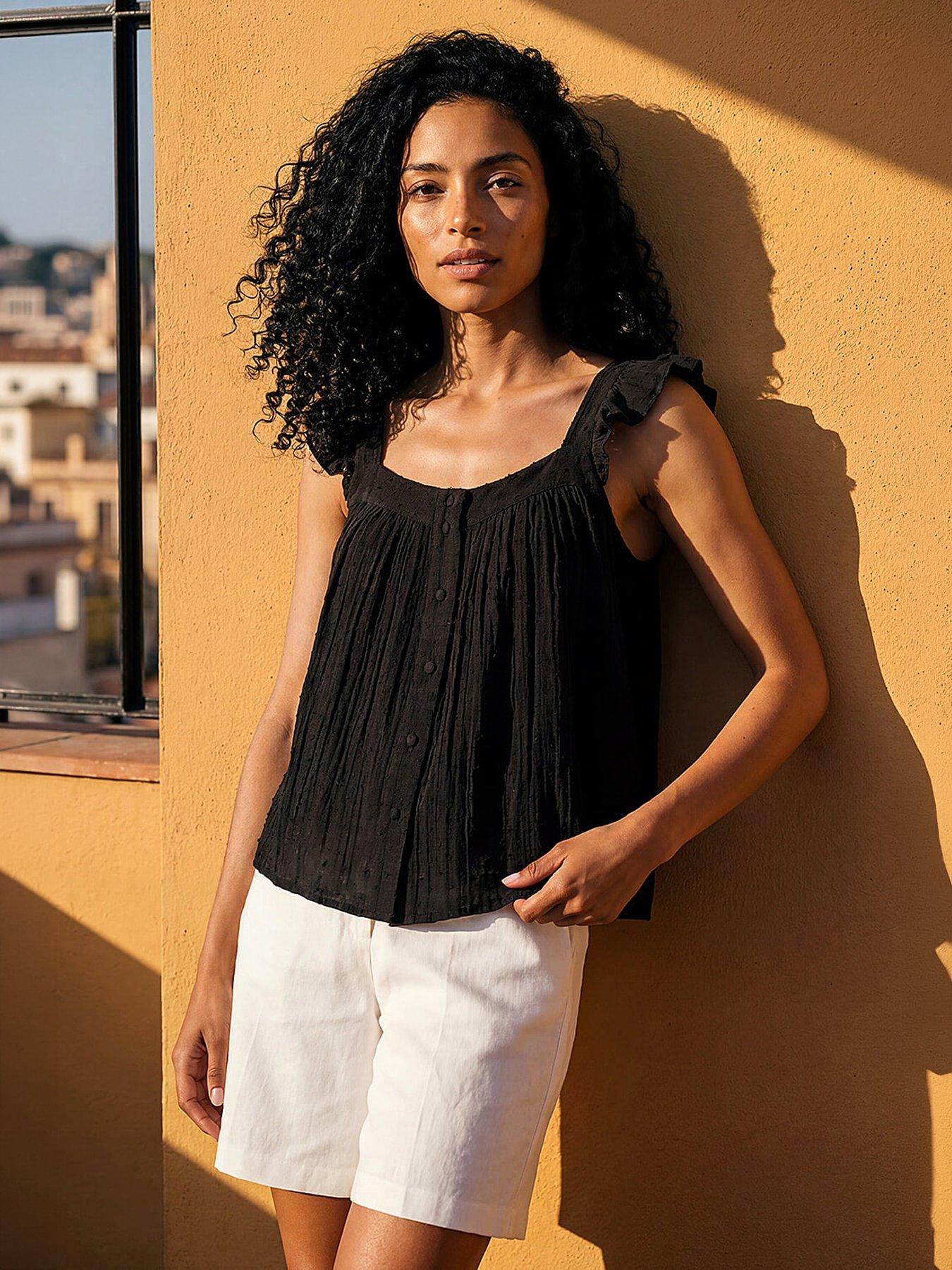 Roman Textured Frill Sleeve Cami Top