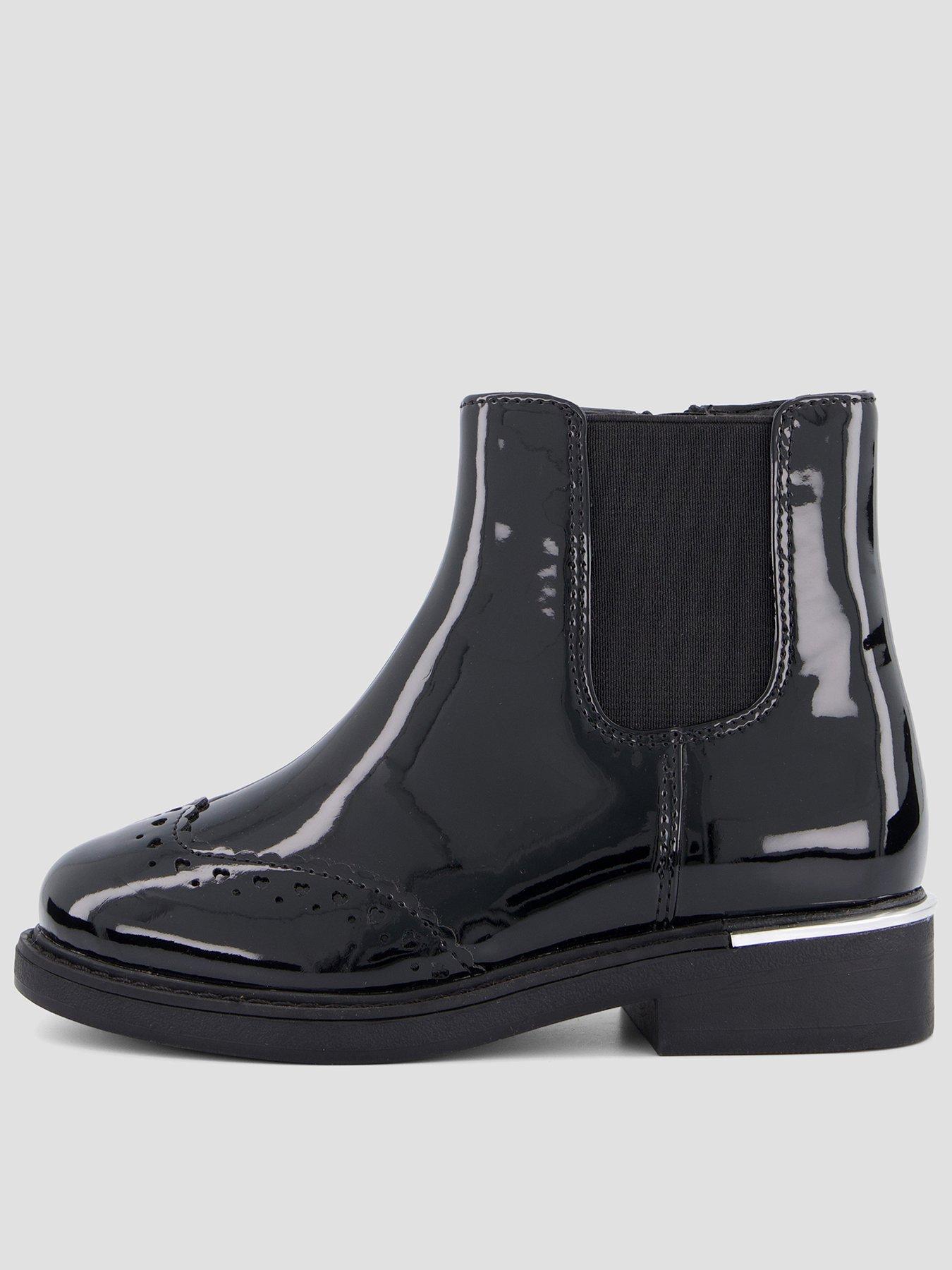 The Very Collection Younger Girls Patent Chelsea Boot - Black