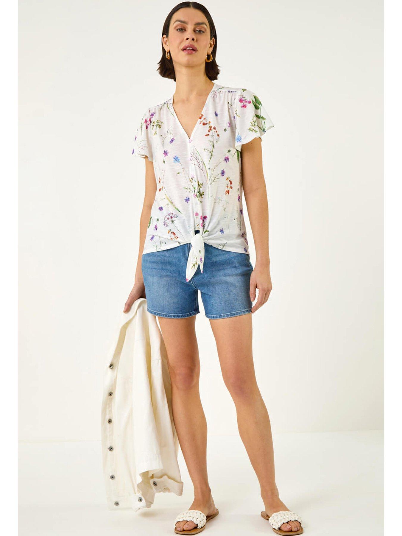 roman-floral-print-tie-front-topfront