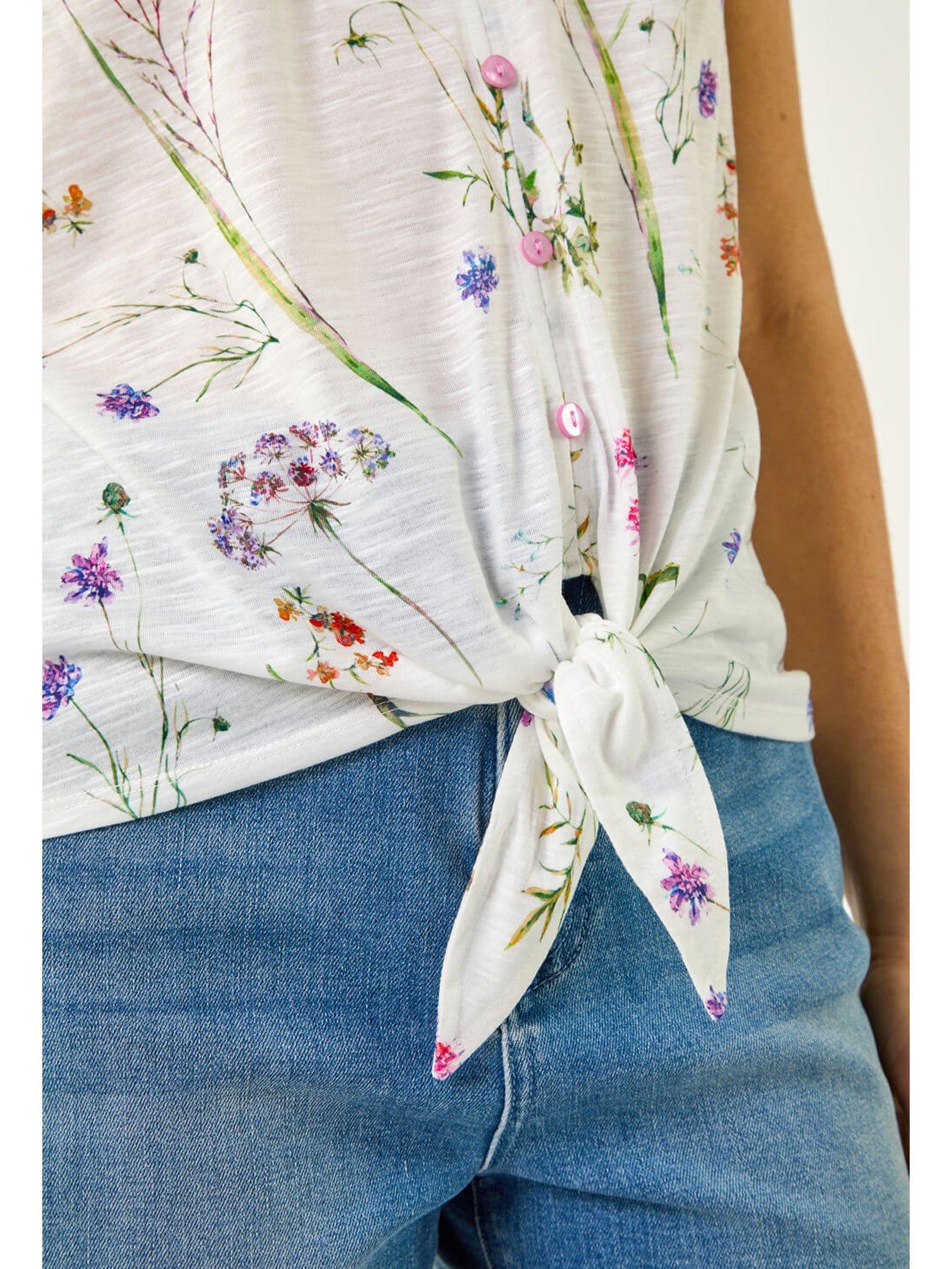 roman-floral-print-tie-front-topstillFront