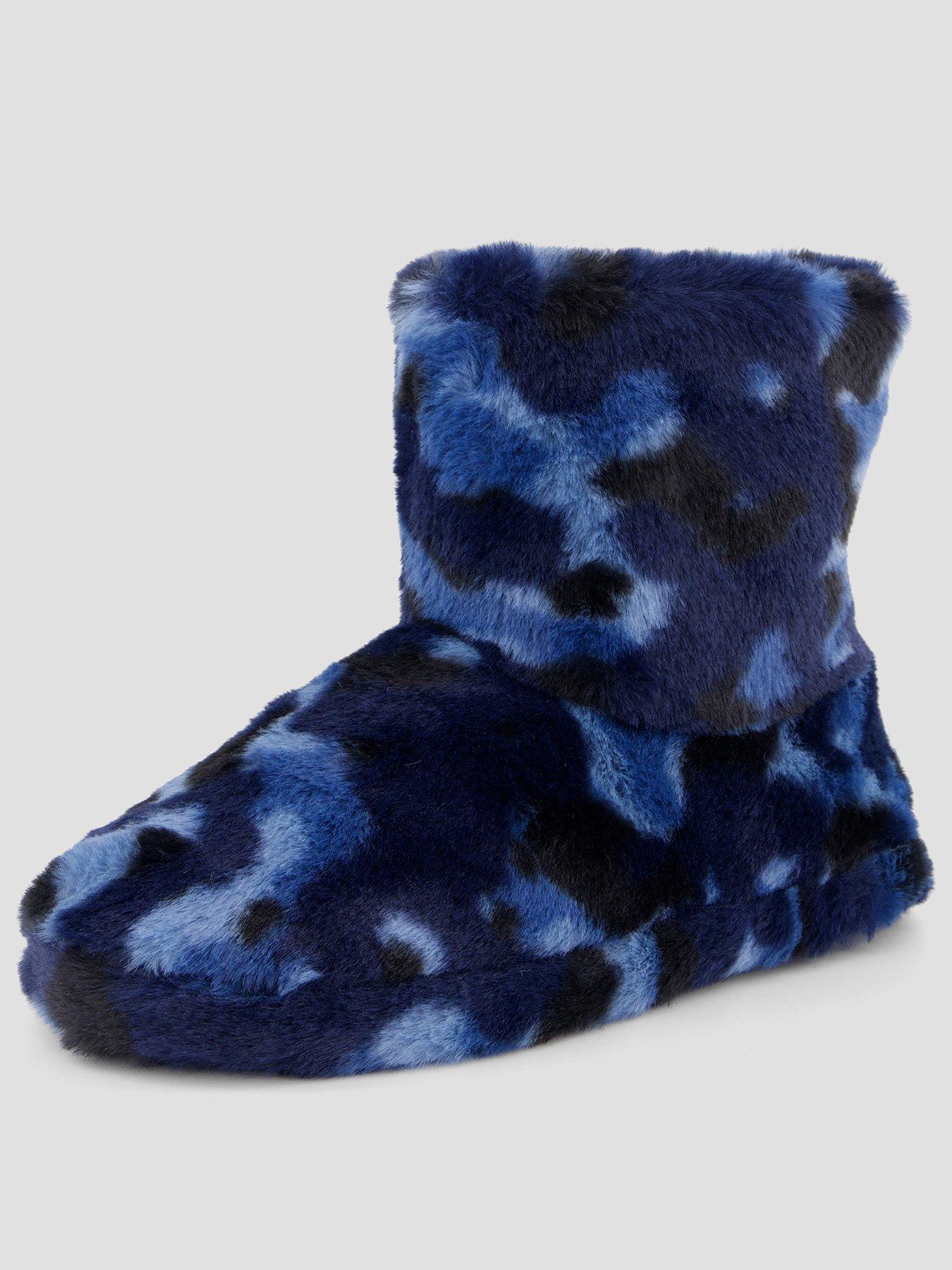 Image 2 of 7 of The Very Collection Boys Camo Bootie Slippers - Blue