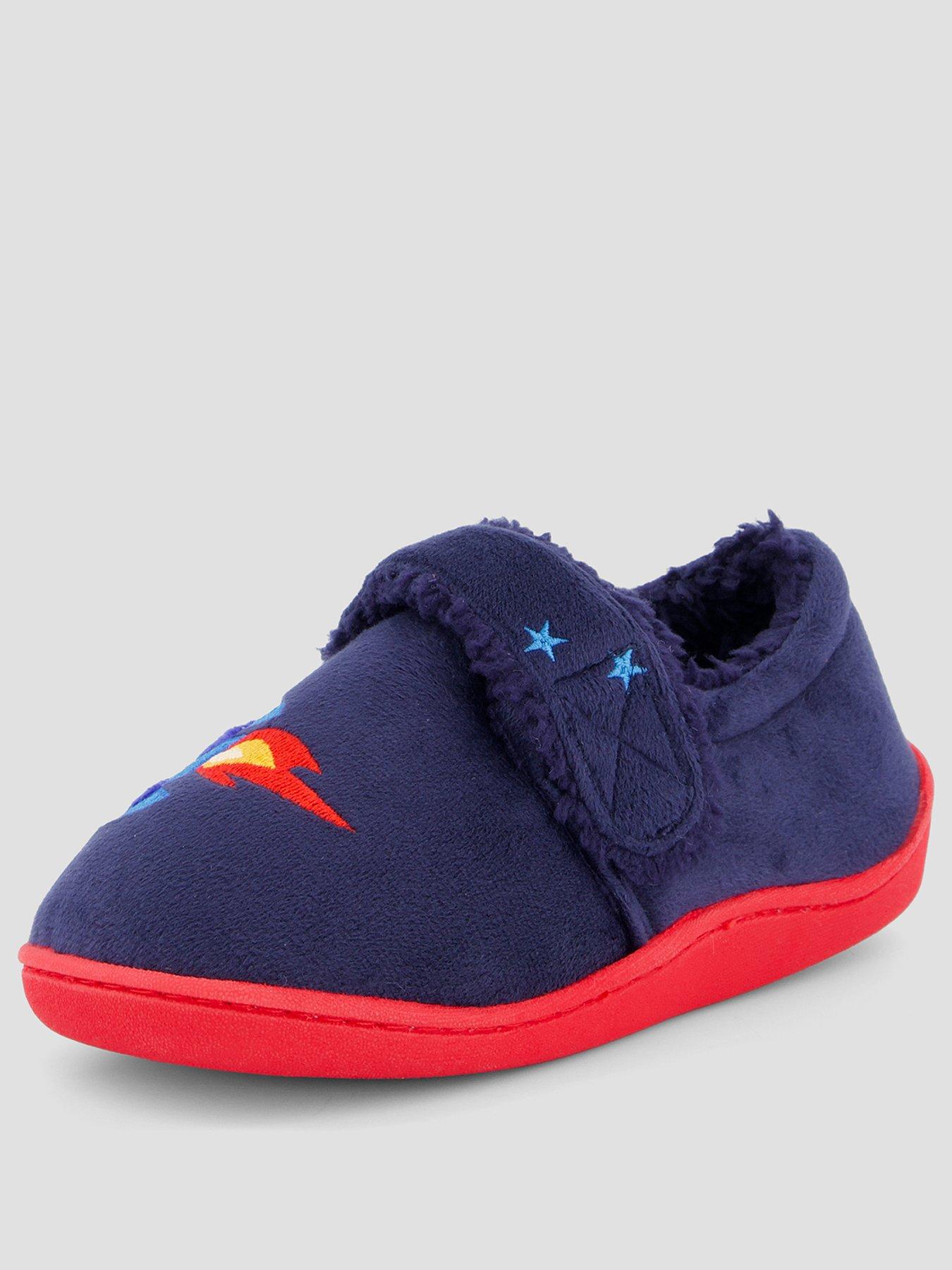 Image 2 of 7 of The Very Collection Boys Embroidered Rocket Velcro Slipper