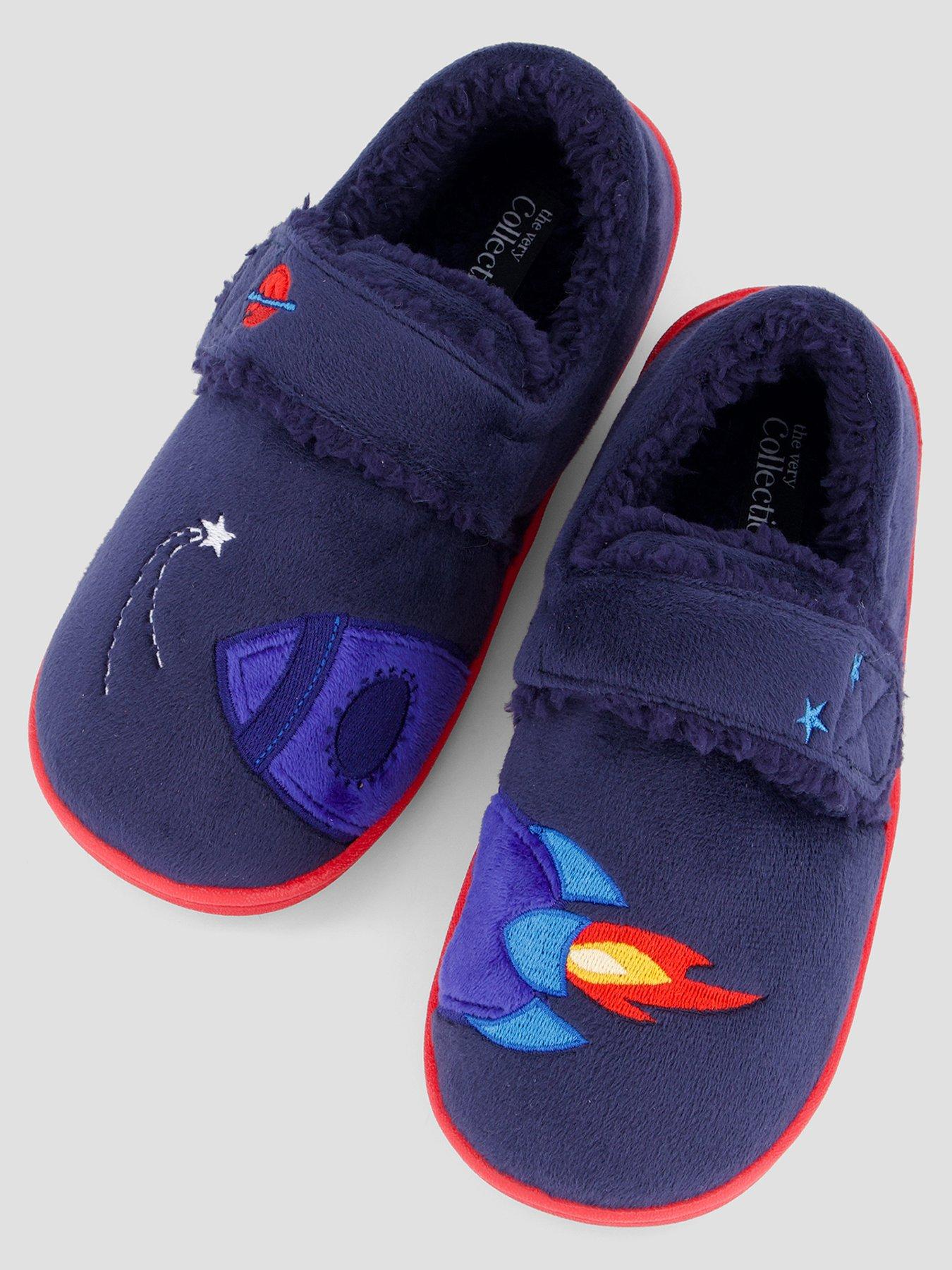 Image 3 of 7 of The Very Collection Boys Embroidered Rocket Velcro Slipper
