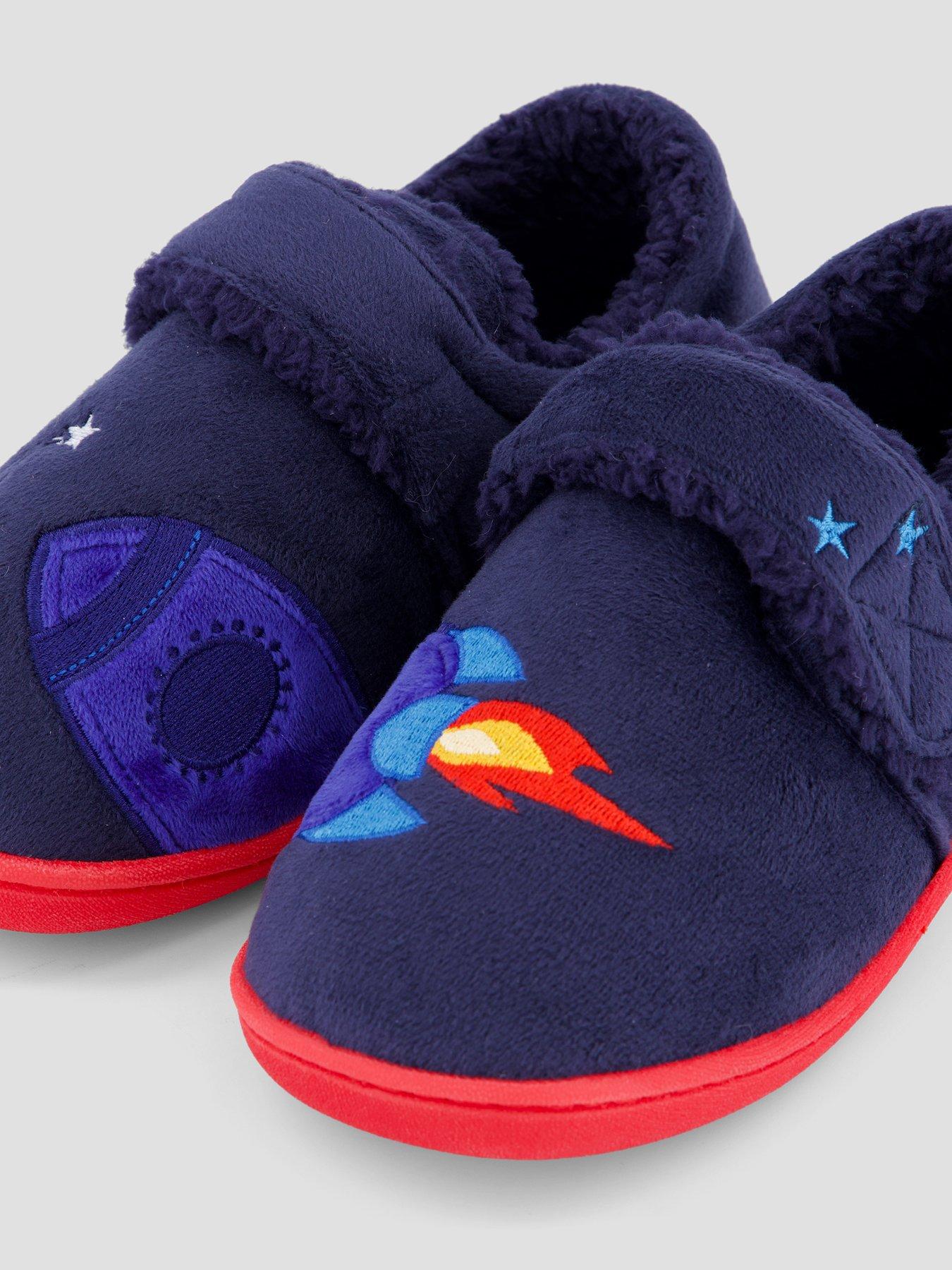 Image 5 of 7 of The Very Collection Boys Embroidered Rocket Velcro Slipper