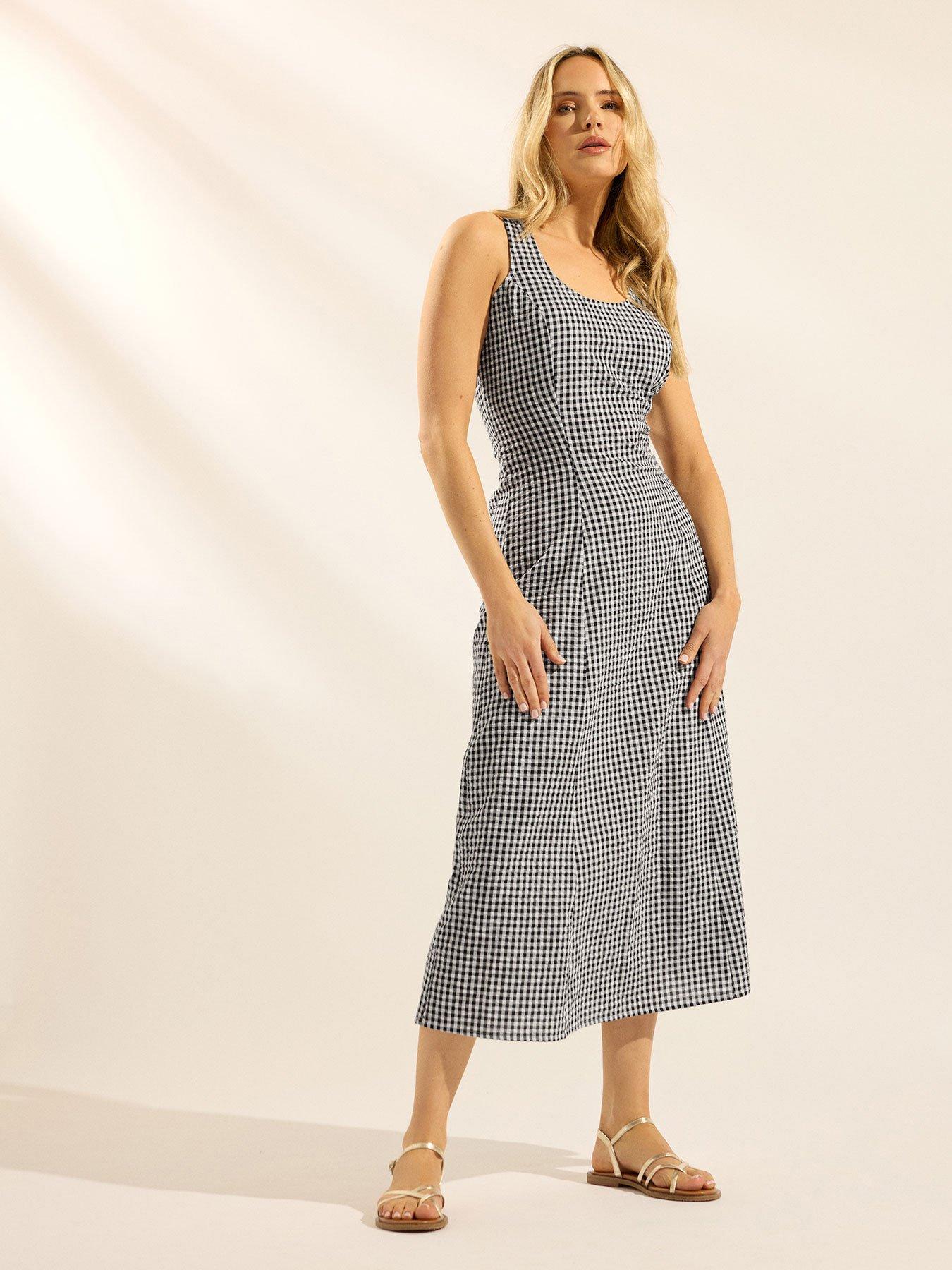 Long Tall Sally Gingham Sleeveless Midaxi Dress - Black