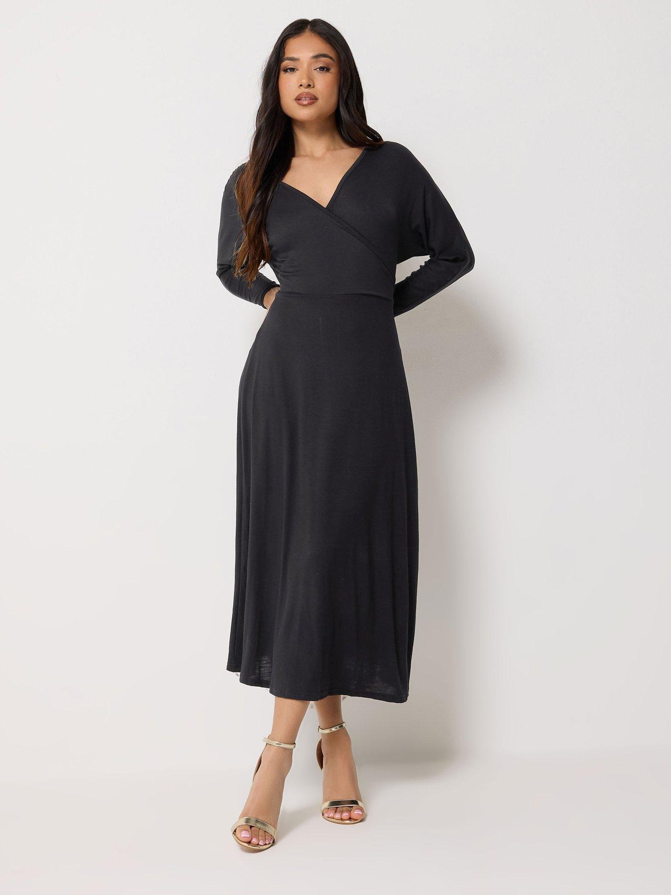 PixieGirl Petite 3/4 Wrap Midi Dress