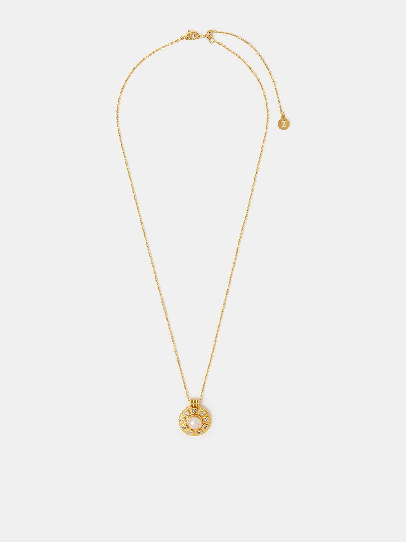Accessorize 14ct Gold-Plated Pearl Coin Necklace - Gold