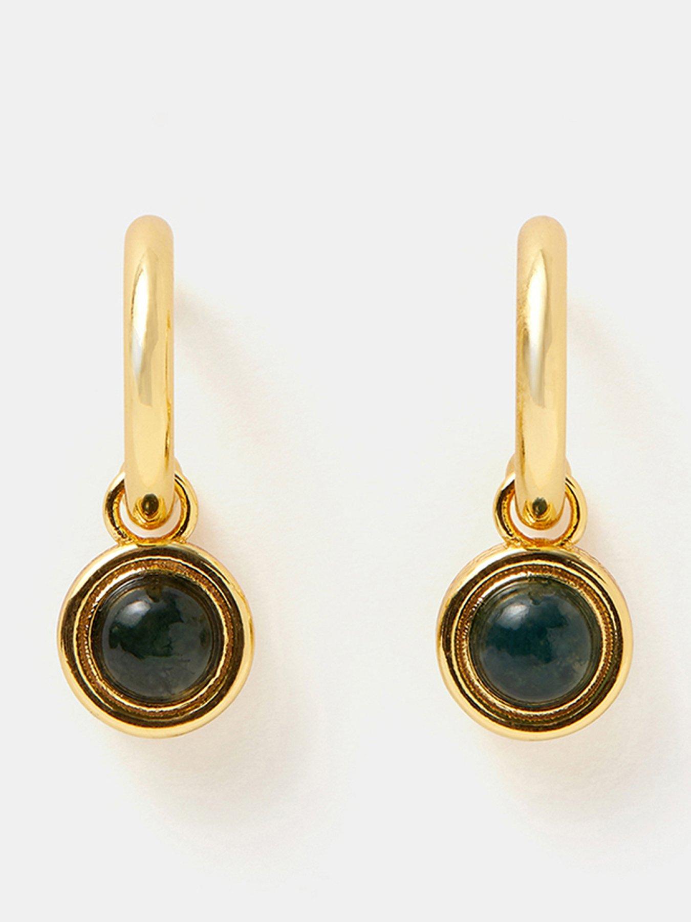 Accessorize 14ct Gold-plated Chalcedony Drop Hoop Earrings