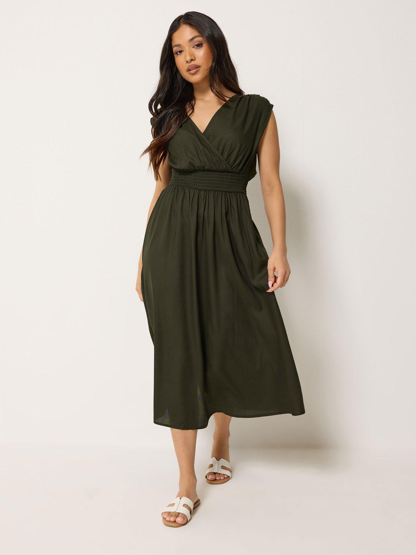 PixieGirl Petite Wrap Front Midi Dress
