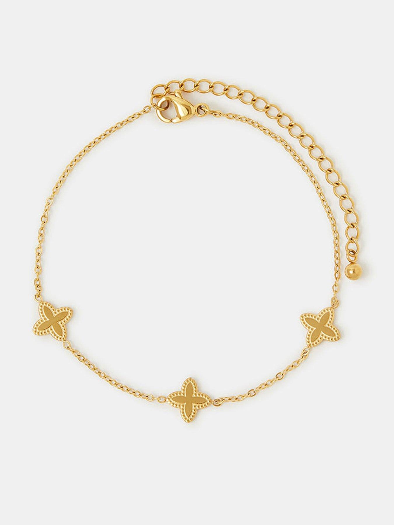 Accessorize Stainless Steel Clover Station Bracelet