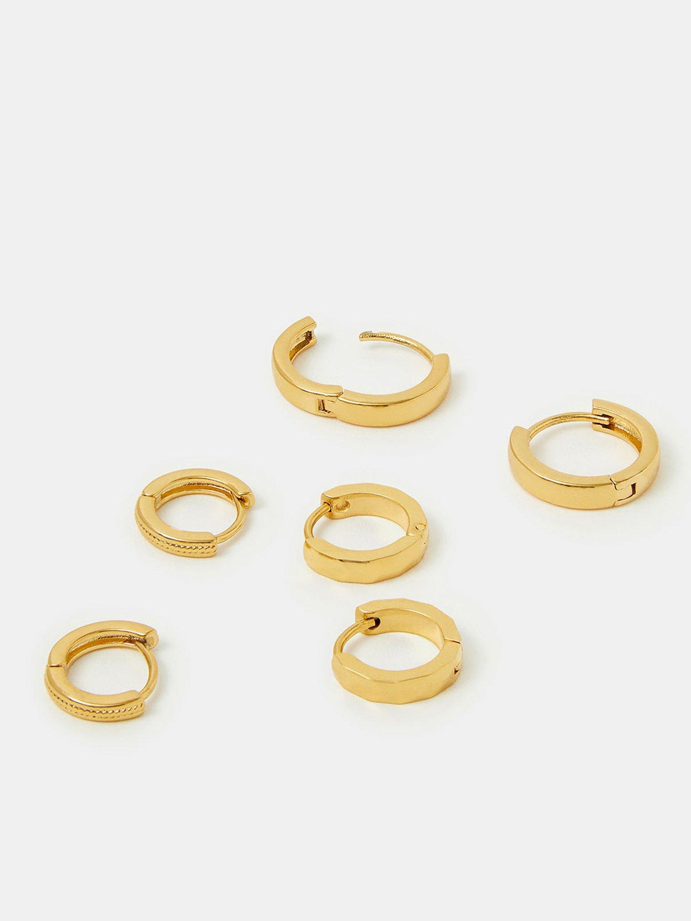 Image 2 of 2 of Accessorize 3-Pack Stainless Steel Clicker Hoop Earrings - Gold