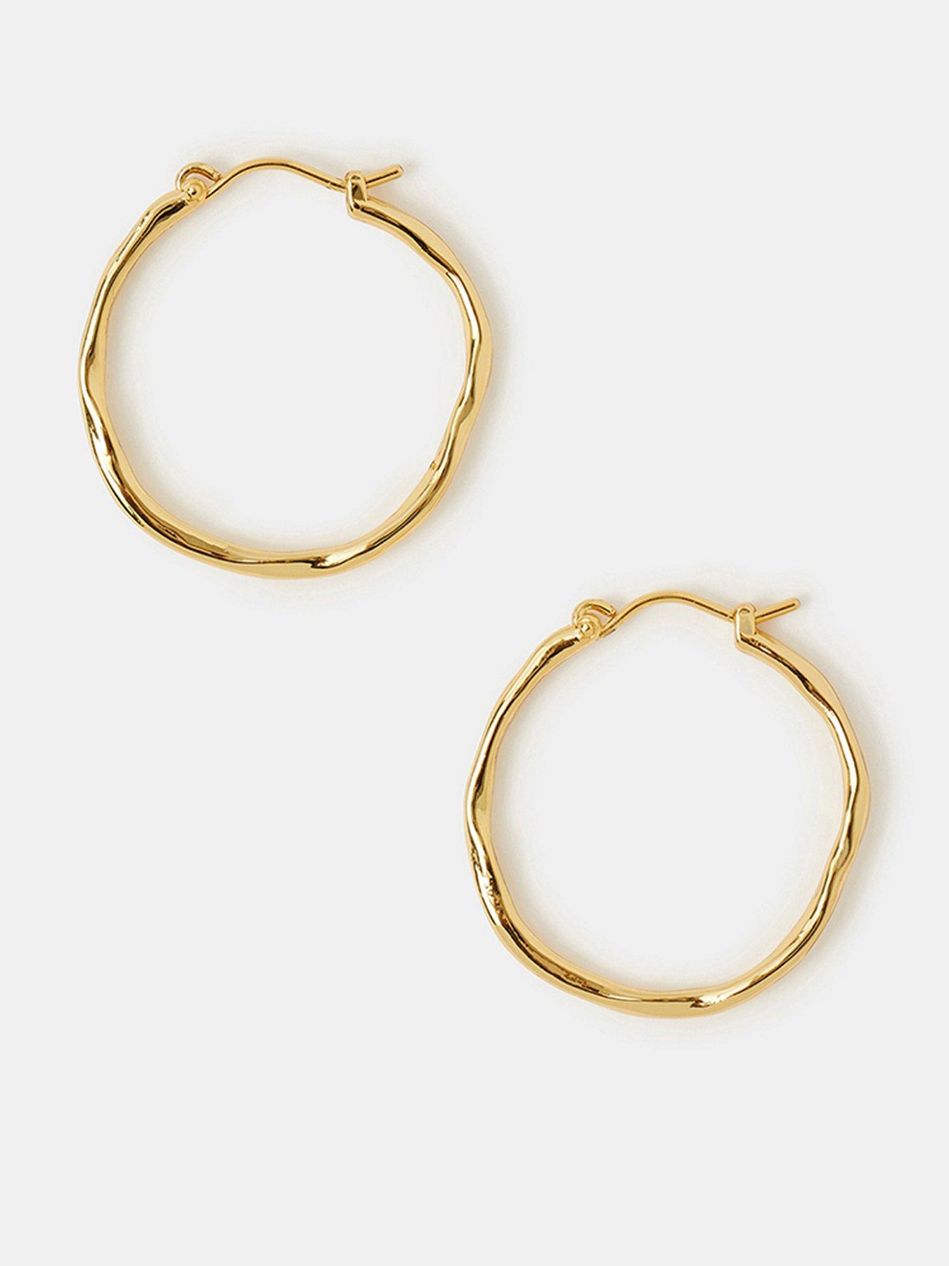 Accessorize Gold-Plated Molten Hoop Earrings - Gold
