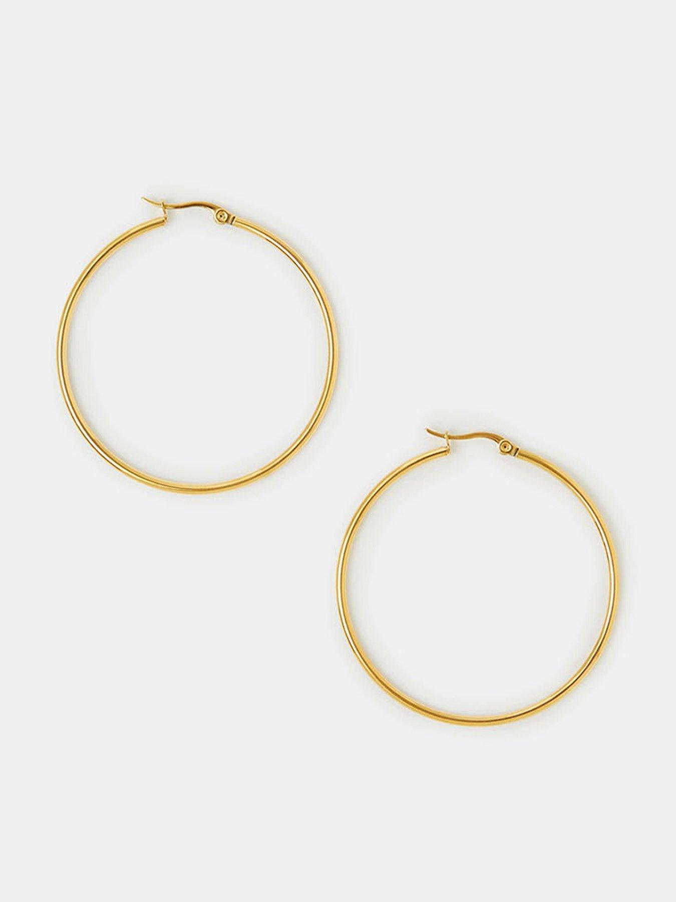 Accessorize Large Stainless Steel Hoop Earrings - Gold