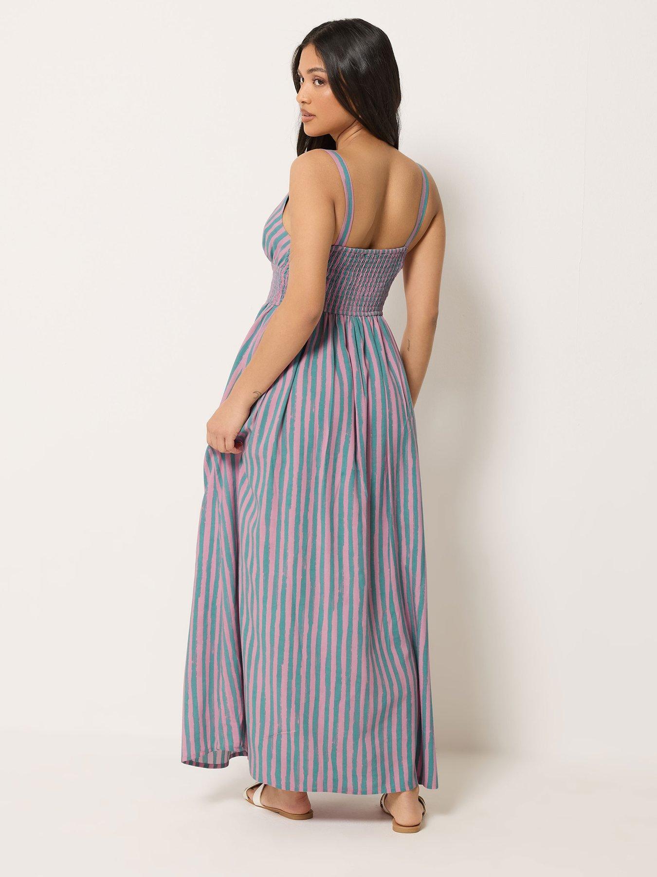 Image 2 of 4 of PixieGirl Petite Stripe Wrap Maxi Dress - Pink Stripe
