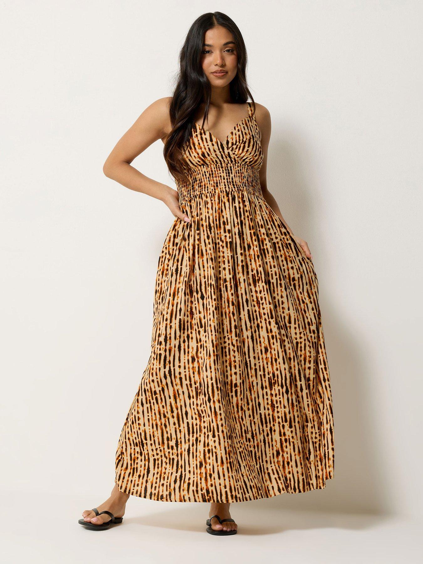 Image 1 of 4 of PixieGirl Petite Tie Dye Wrap Maxi Dress - Cream