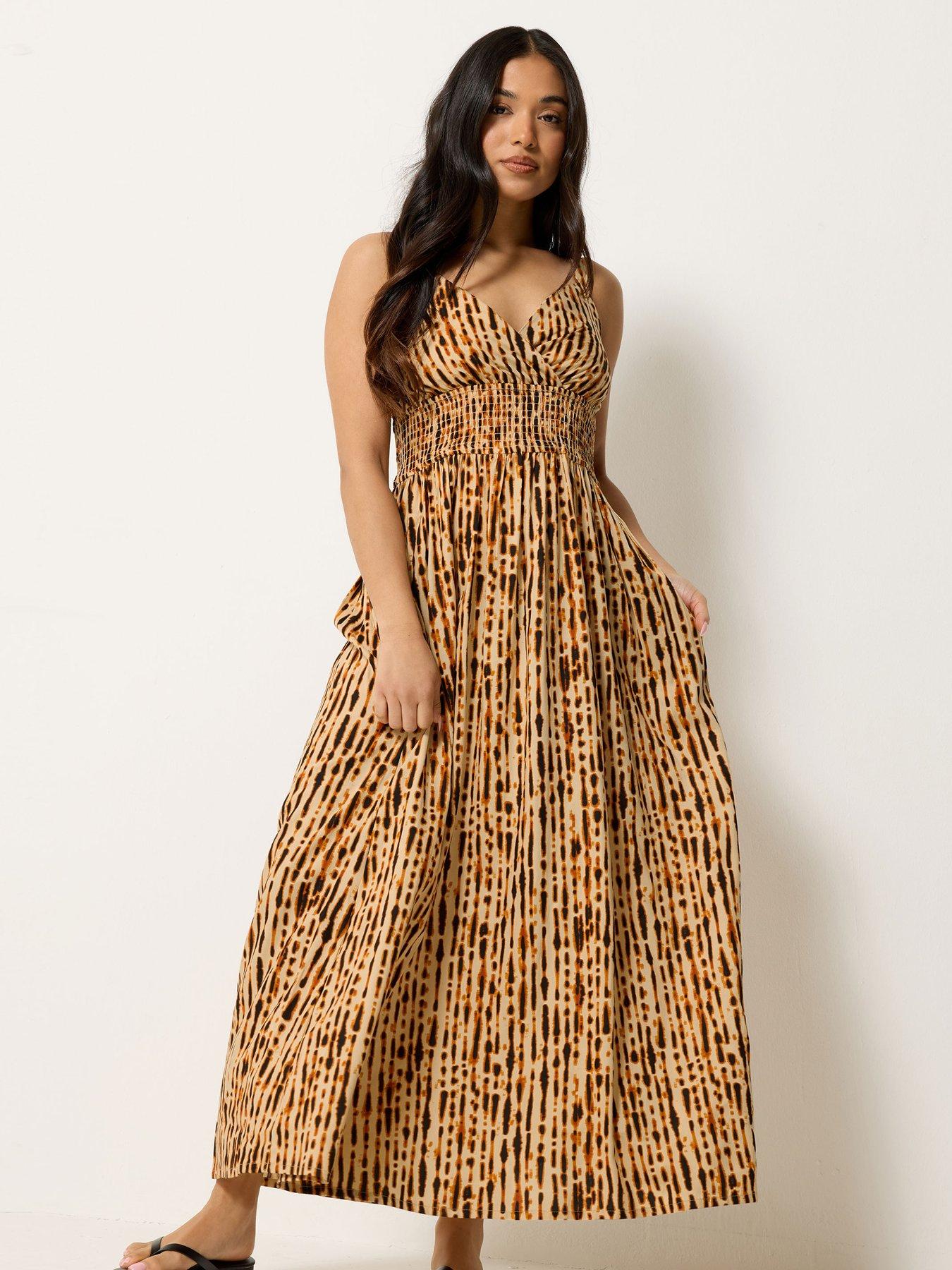 Image 3 of 4 of PixieGirl Petite Tie Dye Wrap Maxi Dress - Cream