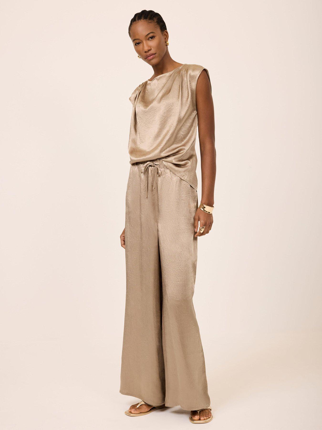 Image 3 of 6 of Mint Velvet Metallic Satin Top - Gold