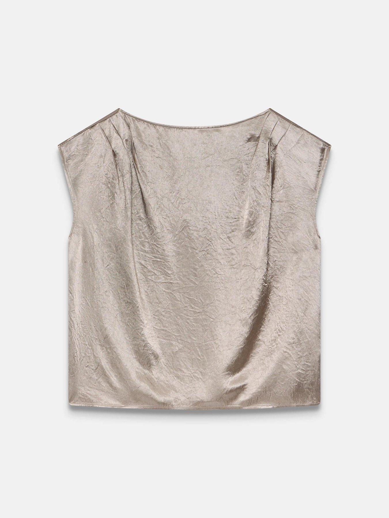 Image 5 of 6 of Mint Velvet Metallic Satin Top - Gold