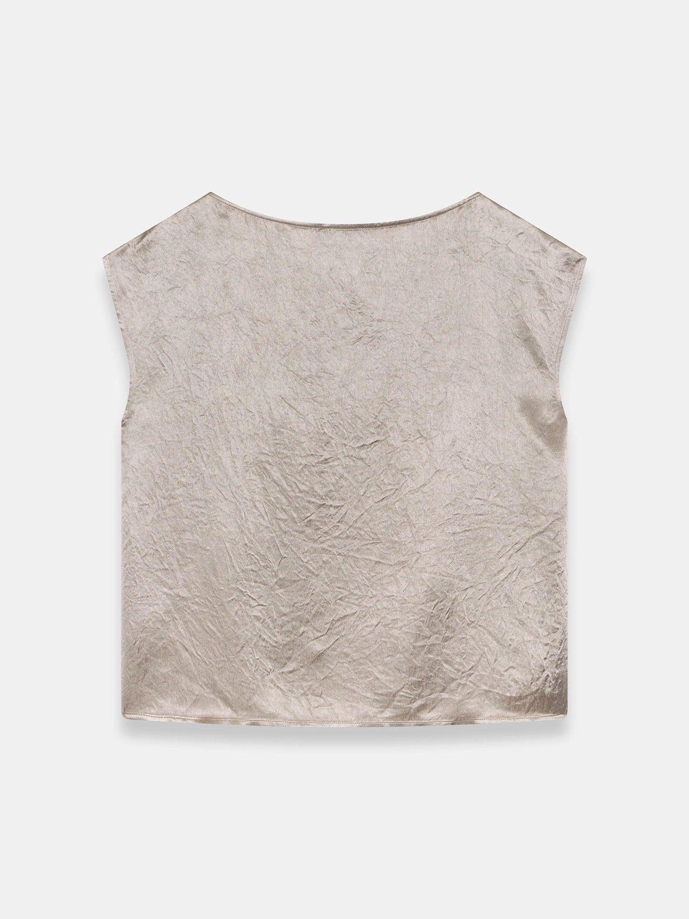 Image 6 of 6 of Mint Velvet Metallic Satin Top - Gold
