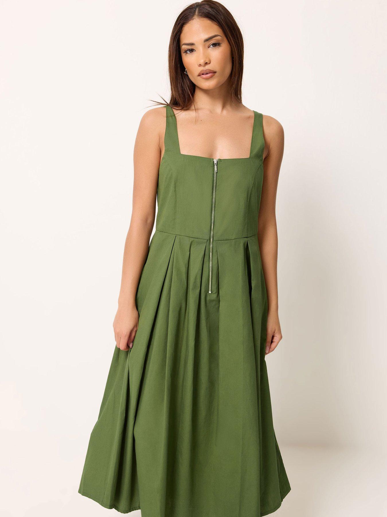 Image 3 of 4 of PixieGirl Petite Zip Front Midi Dress