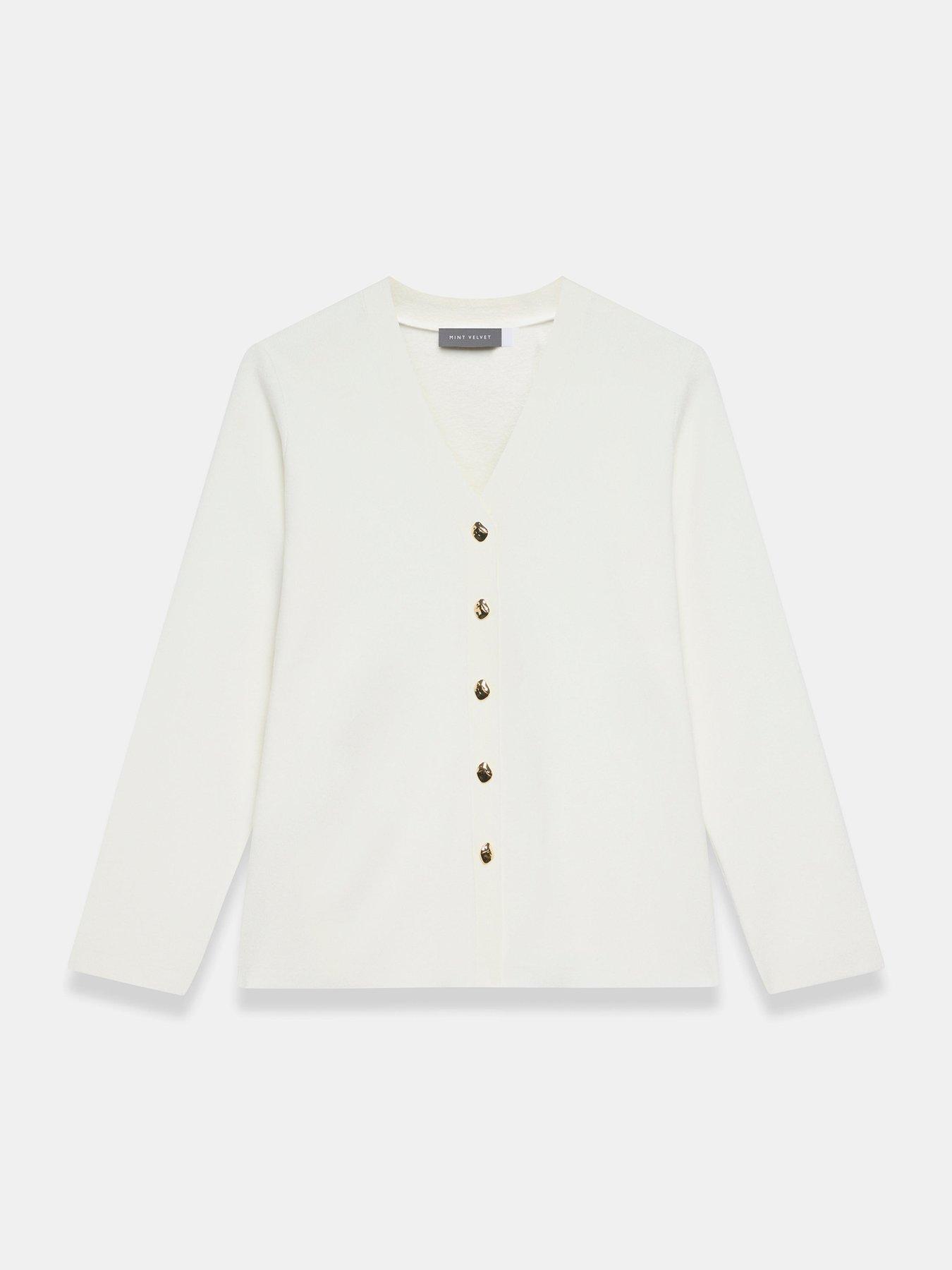 Image 5 of 6 of Mint Velvet Ivory V Neck Longline Cardigan - White