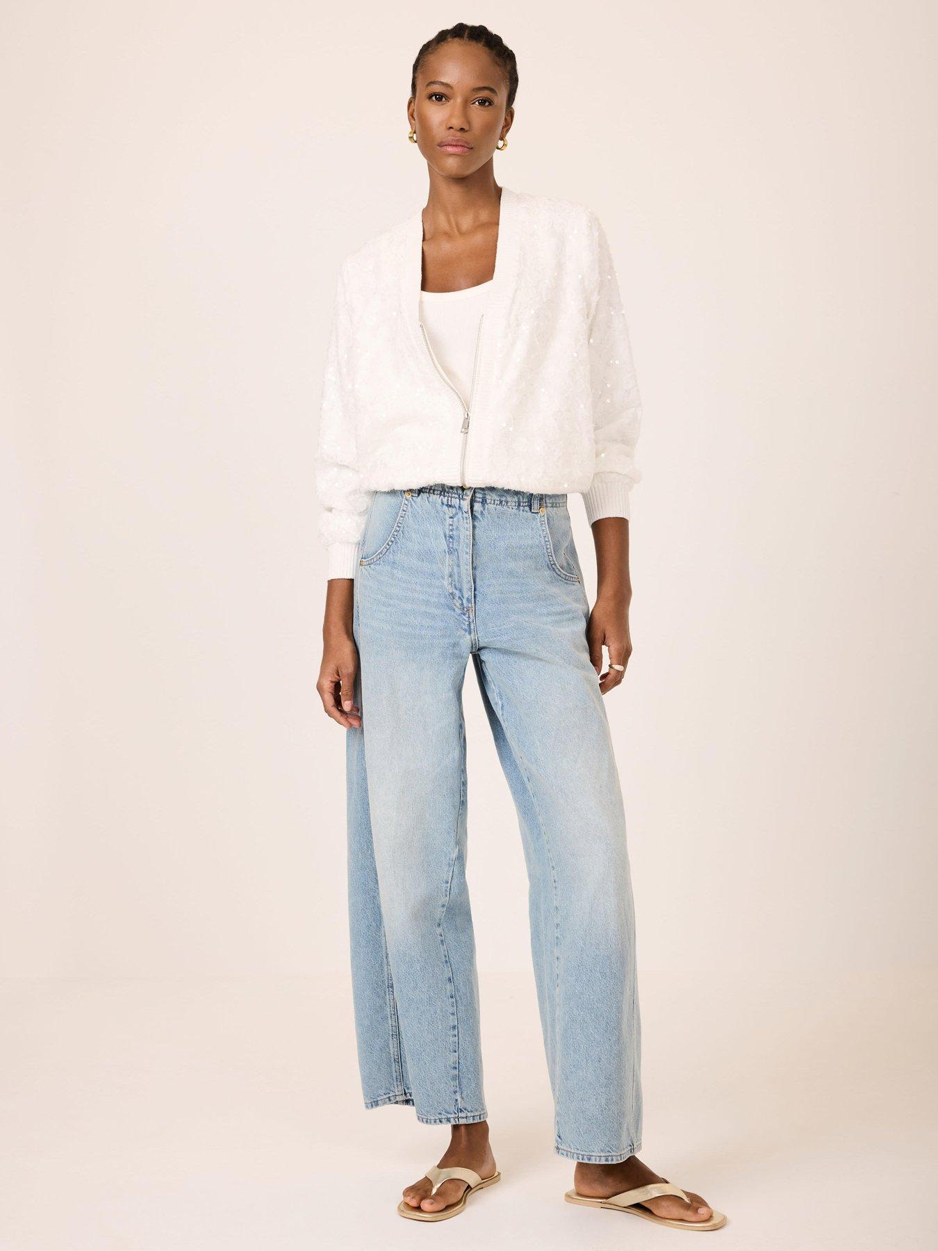 Mint Velvet Ivory Sequin Bomber