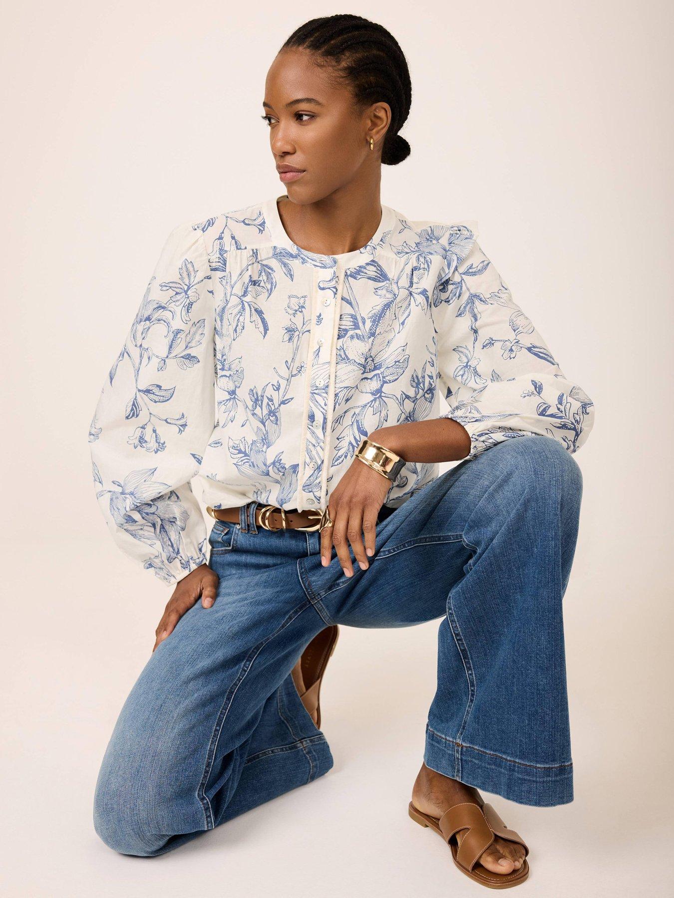 Mint Velvet Floral Print Blouse - Blue