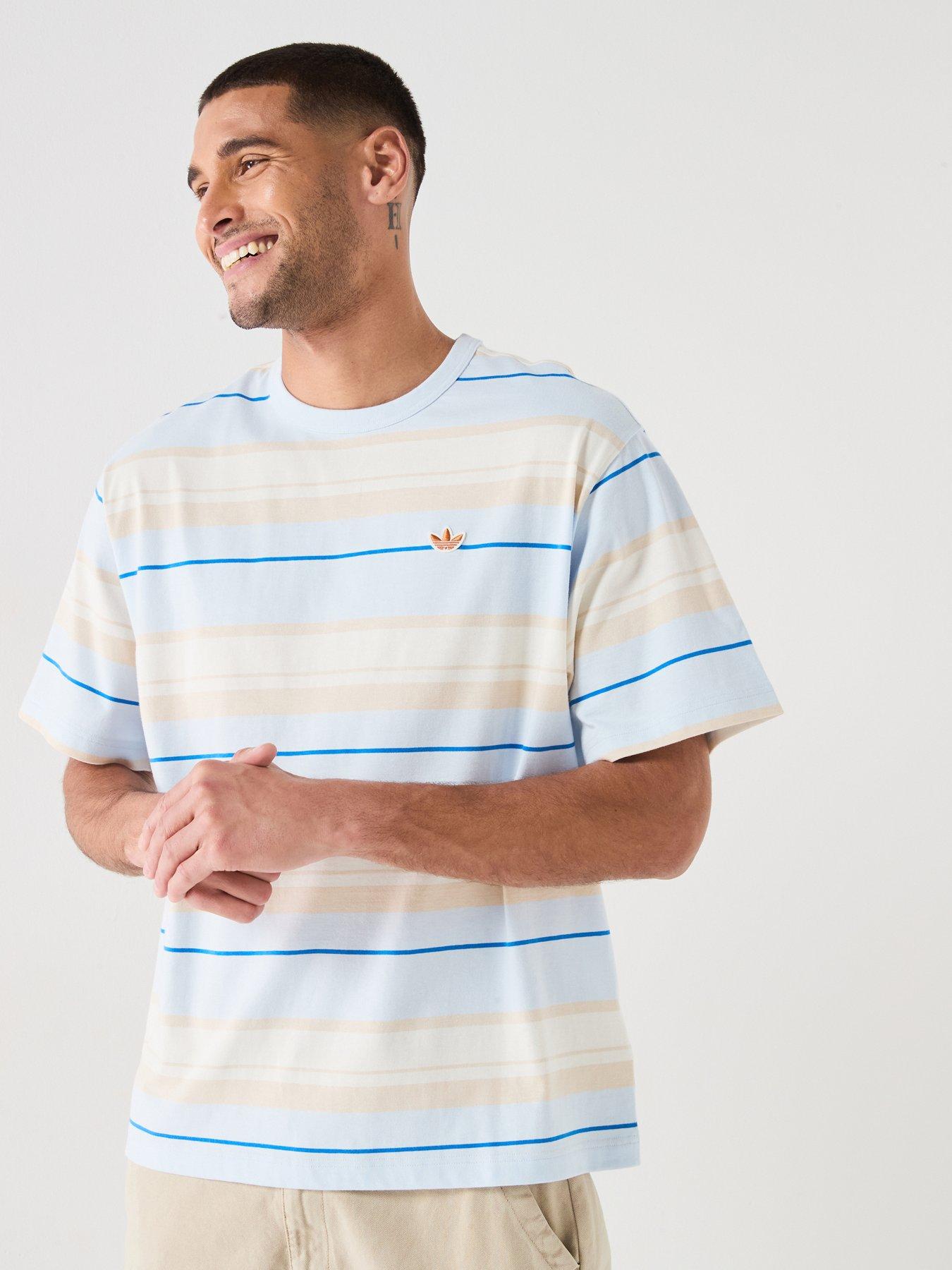 adidas Originals Mens Stripe T-shirt - Blue/cream