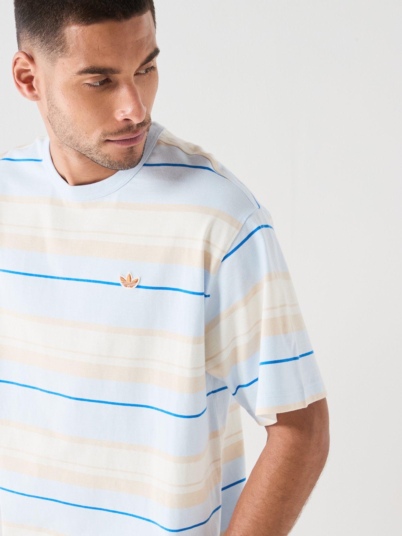 Image 4 of 6 of adidas Originals Mens Stripe T-shirt - Blue/cream
