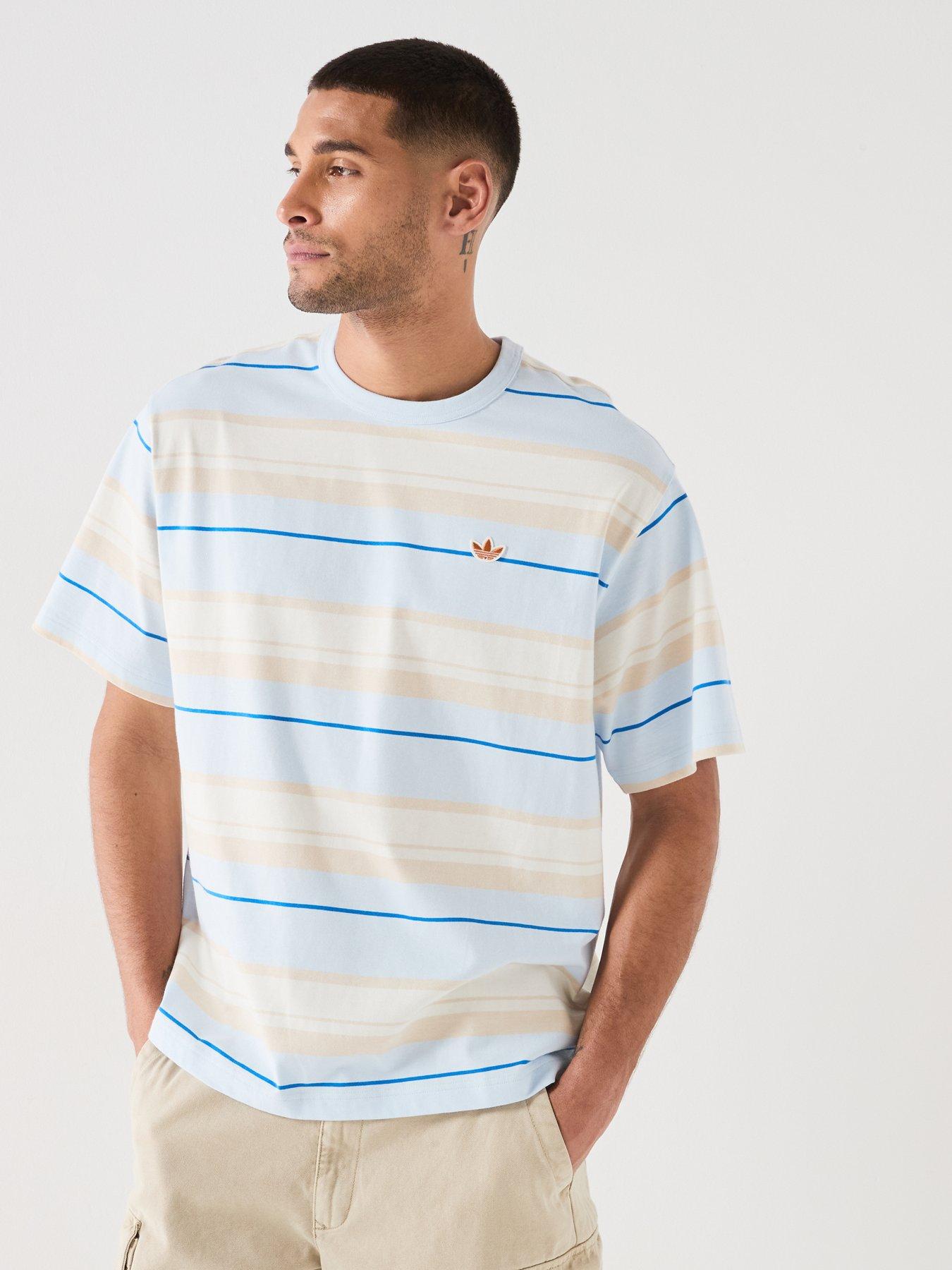 Image 5 of 6 of adidas Originals Mens Stripe T-shirt - Blue/cream