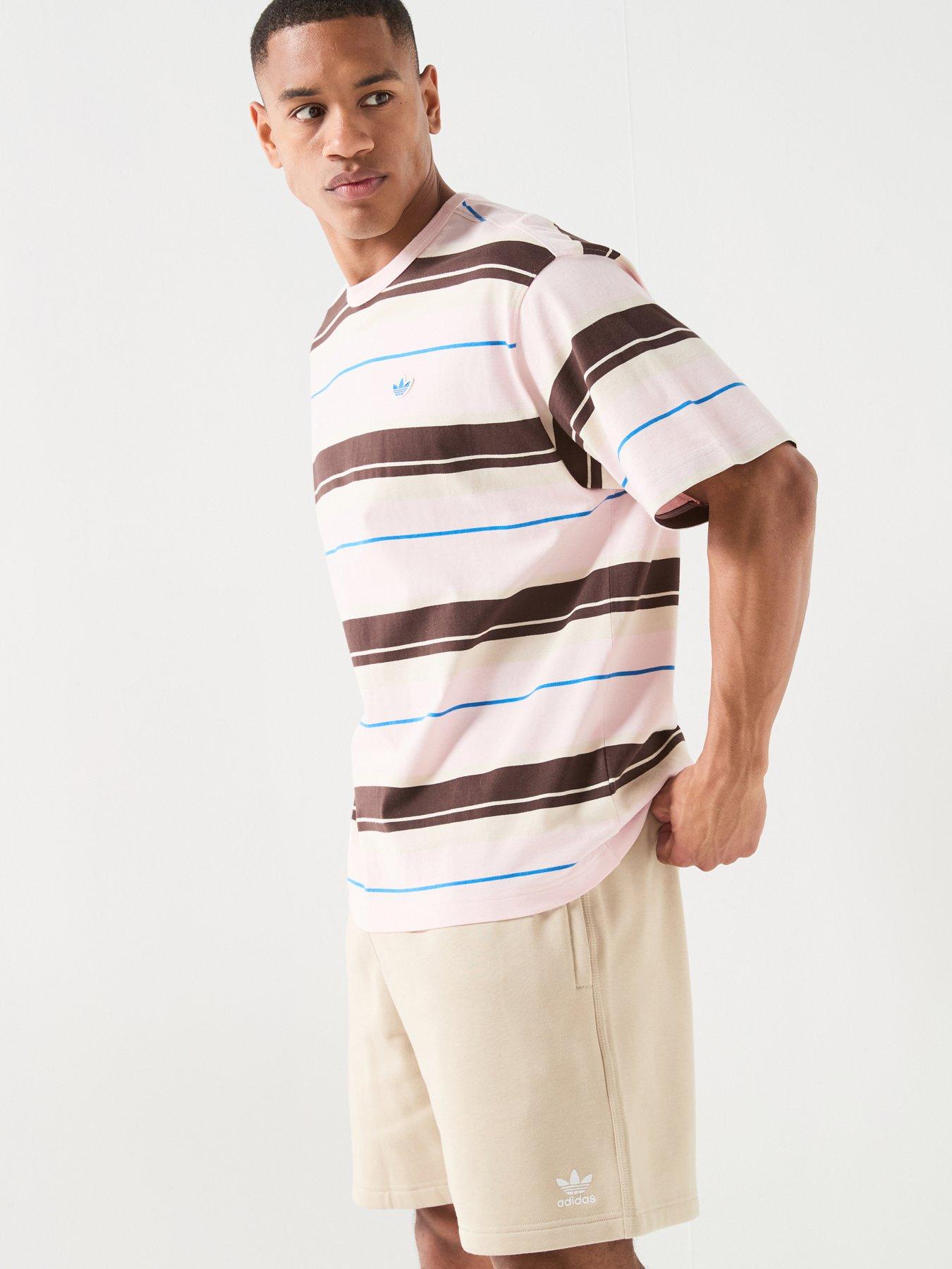adidas Originals Mens Stripe T-Shirt - Pink